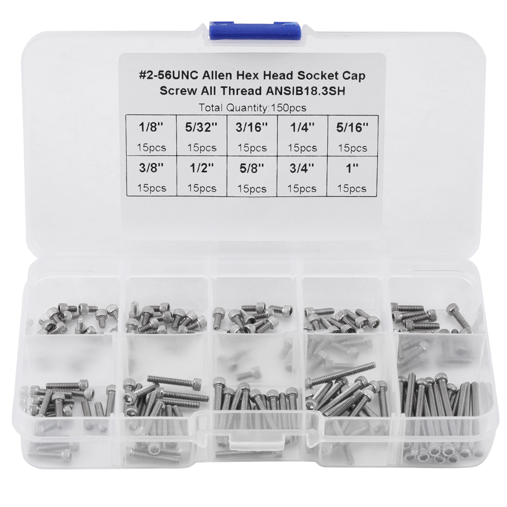 Set Mit 150 Innensechskantschrauben In 9 Verschiedenen Größen, Inklusive Kunststoffbox Kombiniertes Set Mit Sechskantschrauben Für Den Heim- Und Bürogebrauch.