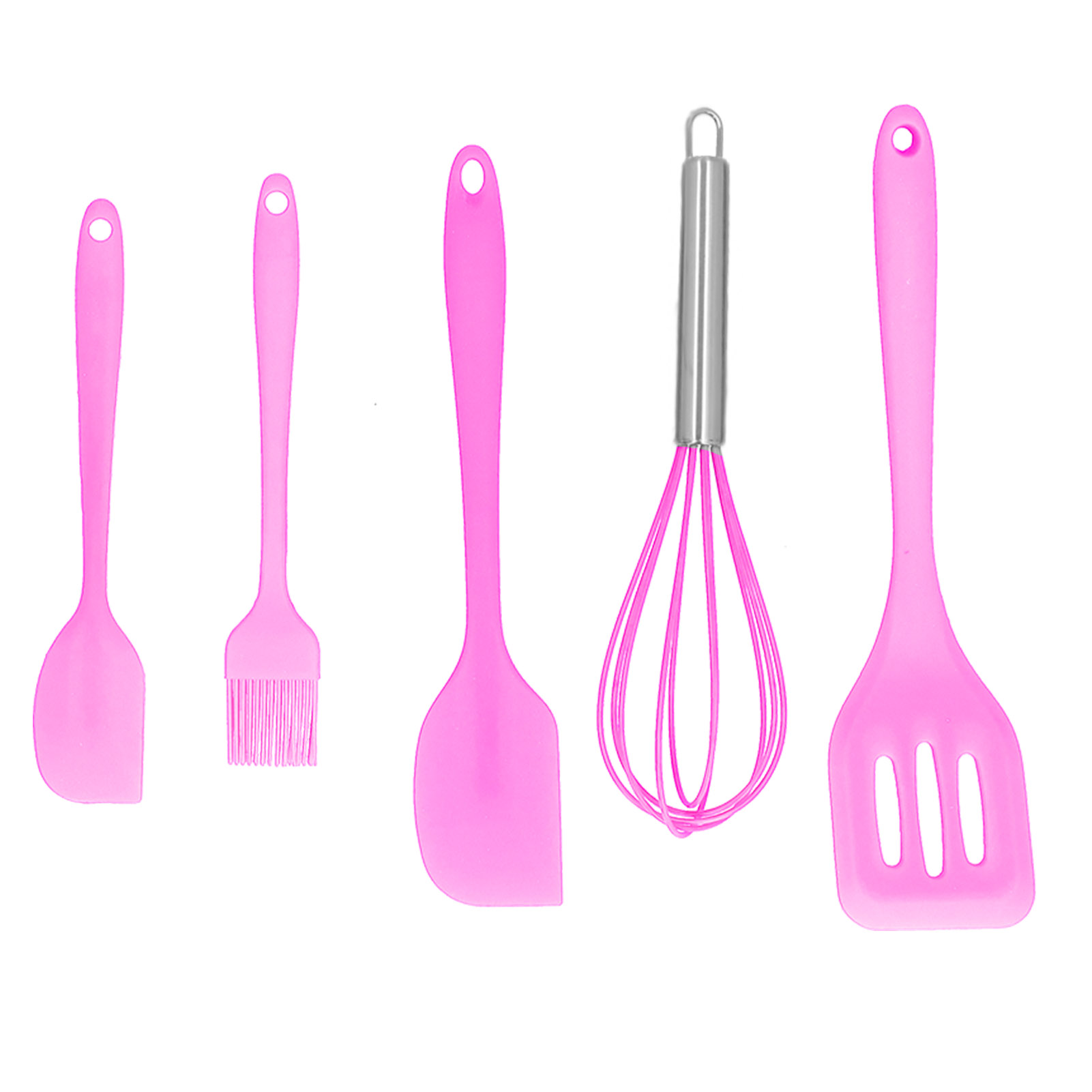 Rosa Silikonspatel, 5er-set, Diy-küchenutensil, Back- Und Tortendekorationswerkzeug Für Selbstgemachtes Backen