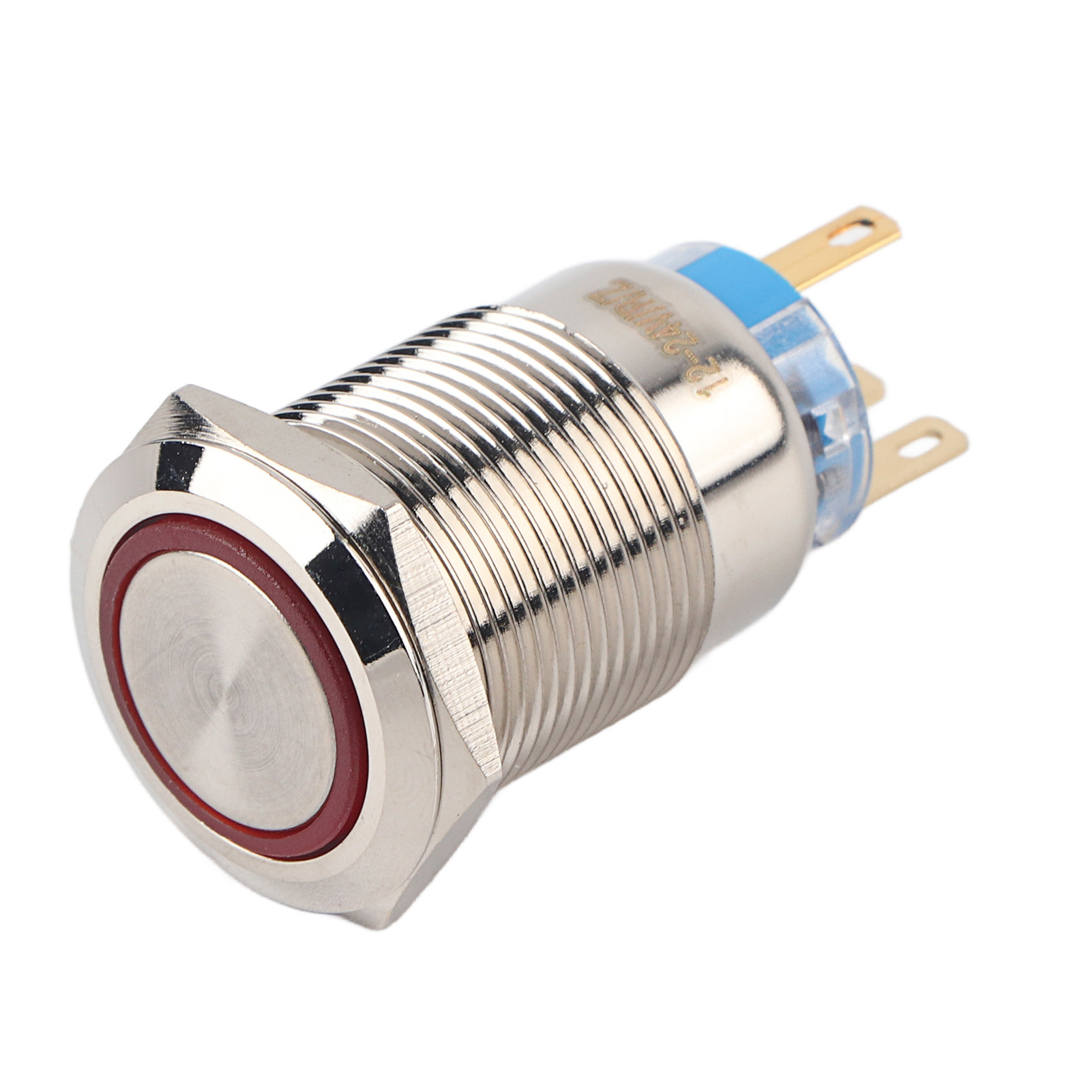 19 Mm Edelstahl-drucktaster, Wasserdicht, Selbstverriegelnd, 12–24 V, Mit Roter Led
