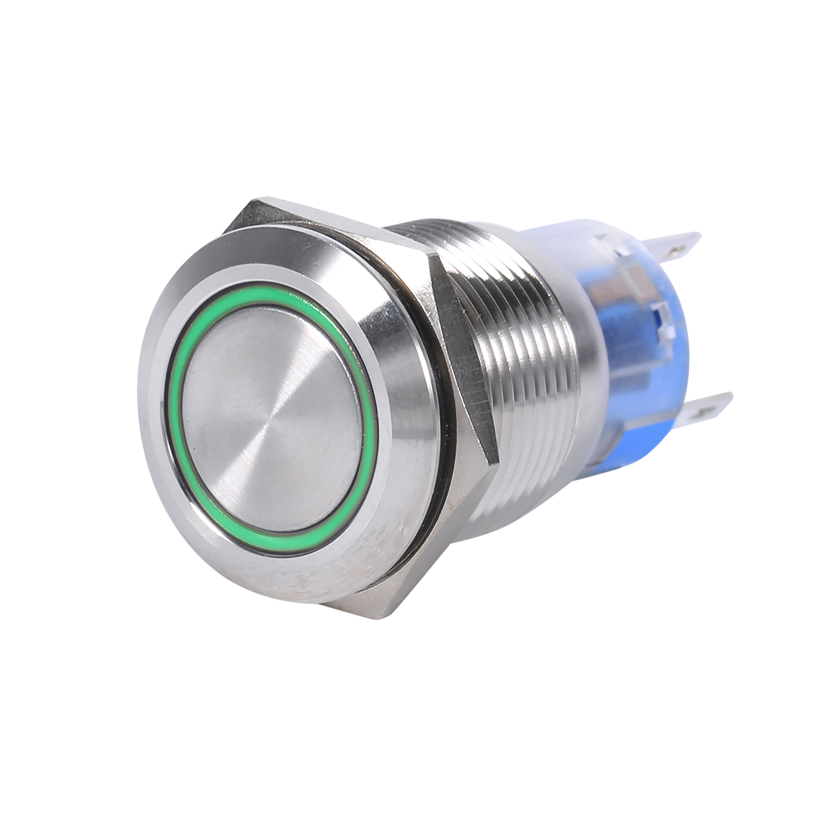 19 Mm Edelstahl-drucktaster, Wasserdicht, Selbstverriegelnd, 12–24 V, Mit Grüner Led