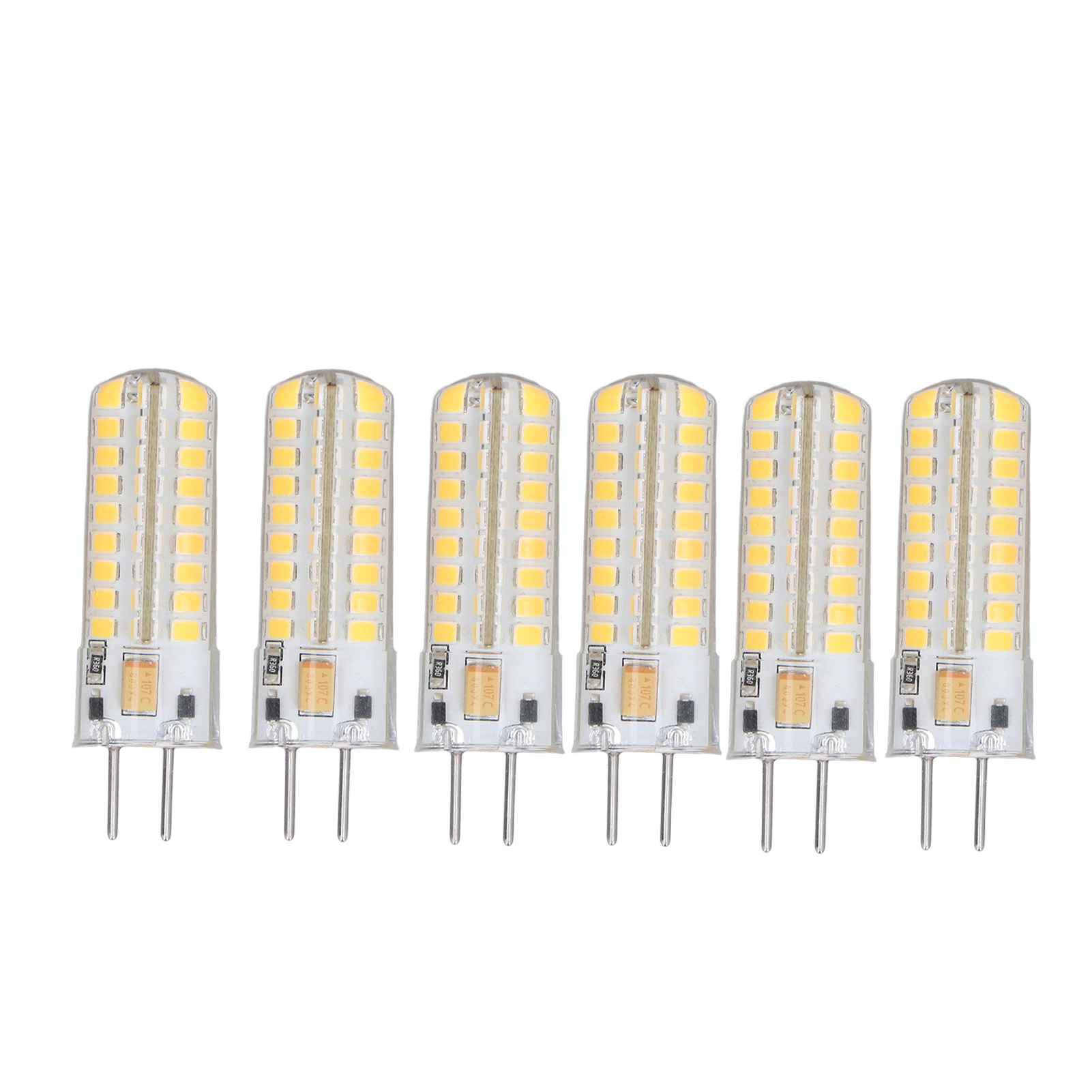 Gy6.35 7w Ac/dc 12v 700lm 72 Led-lampe, 360°-maiskolbenform, Warmweißes Licht (2700k–3000k), 6er-pack
