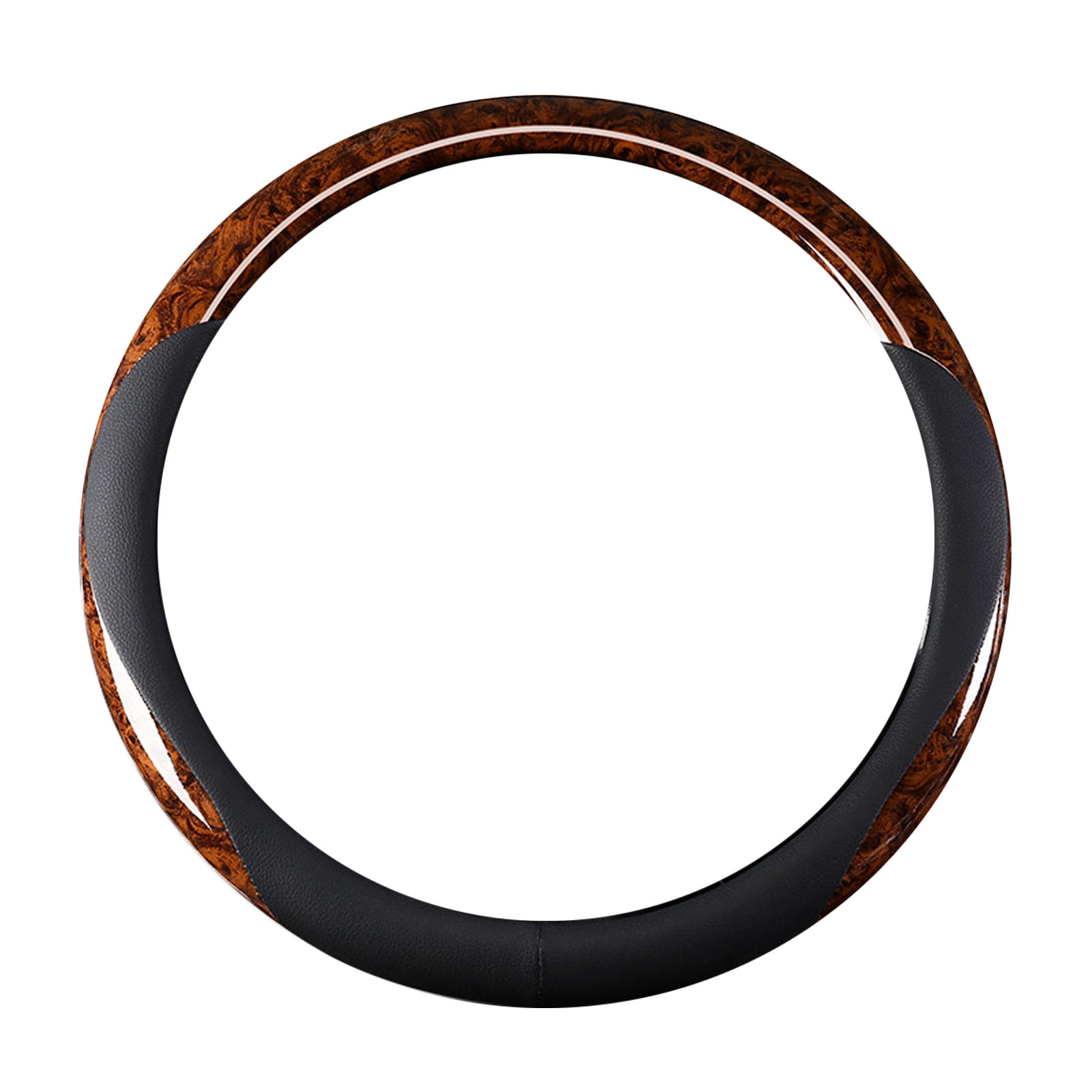 Lenkradbezug Aus Kunstleder, 38 Cm, Carbonfaser-optik, Schweißabsorbierend, Rutschfest, Braun