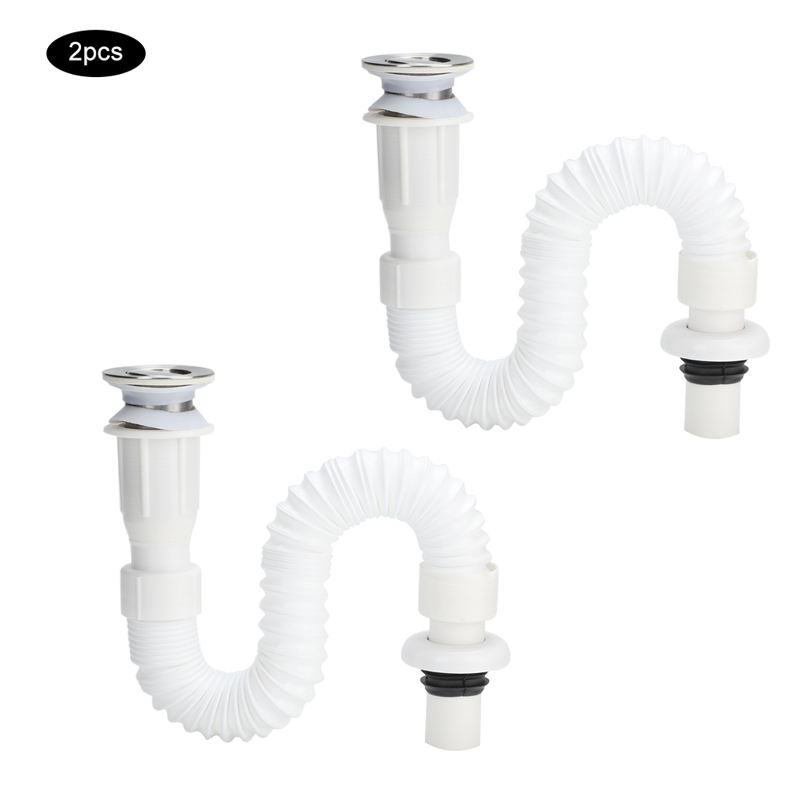 Flexibler Ablaufschlauch Für Waschbecken, Ventiltyp, Abflusszubehör, 2 Stück