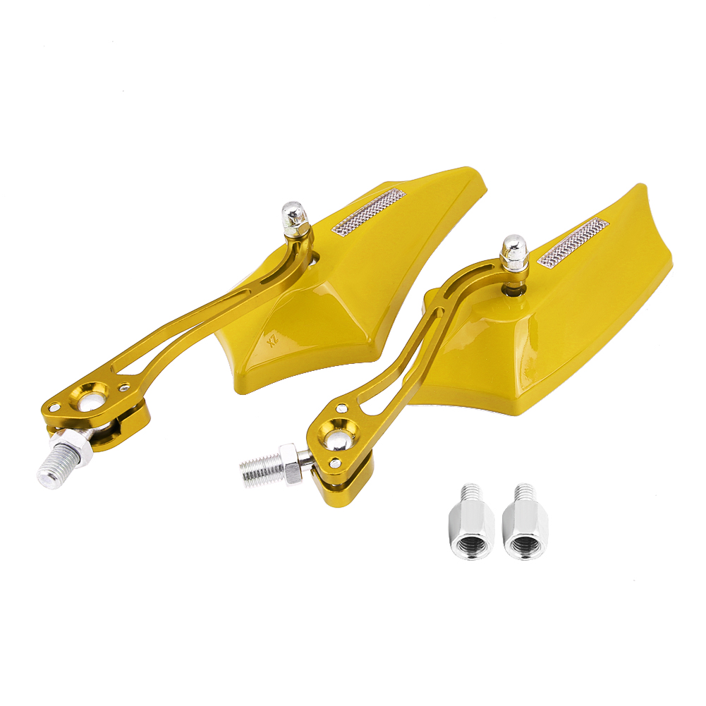 Paar Universelle Seitenspiegel Aus Aluminiumlegierung Für Motorräder Und Roller, 10 Mm X 8 Mm, Goldfarben