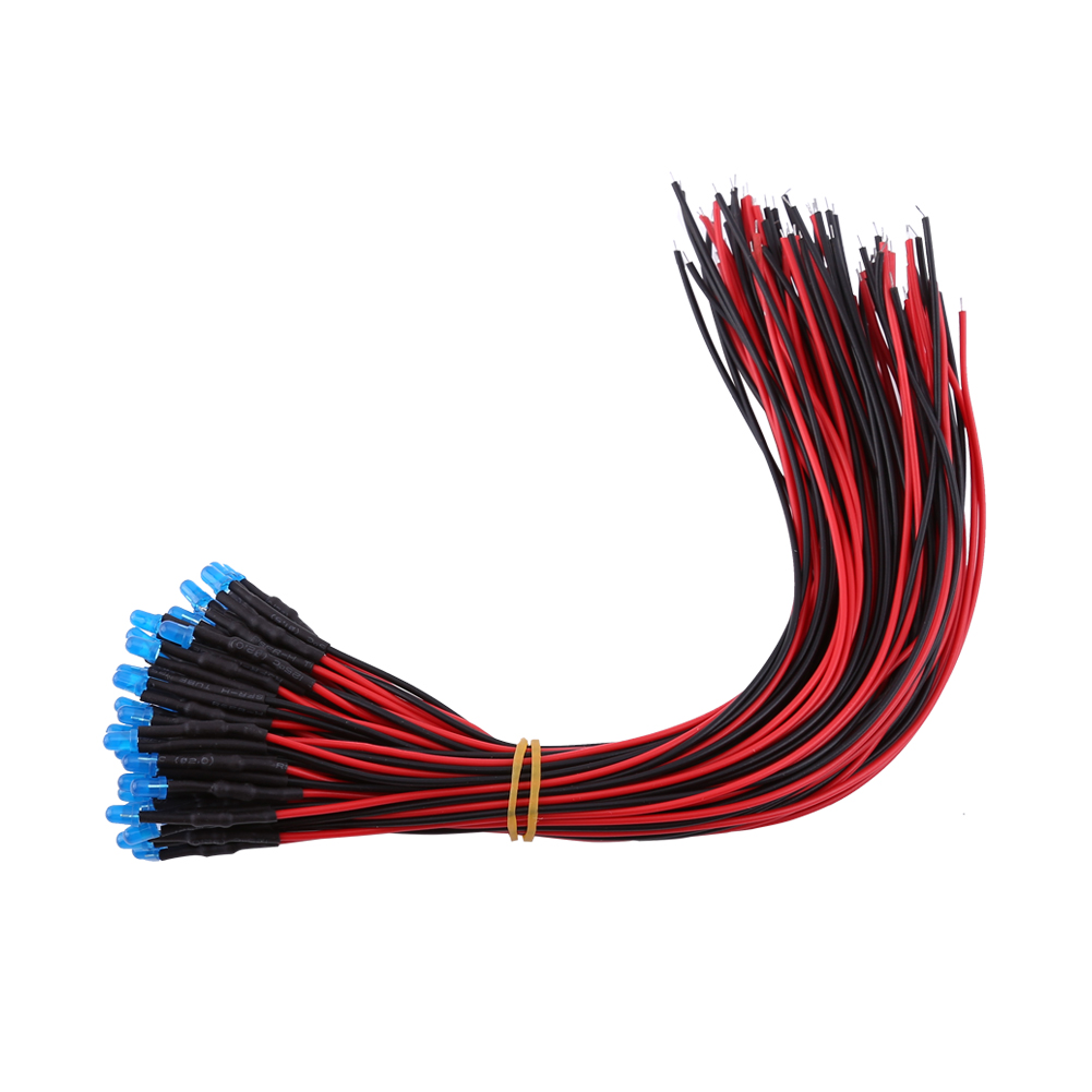 Vorverdrahtete Dc12v-streu-led-dioden, 50 Stück, 3 Mm Mehrfarbiges Blaues Licht (3)