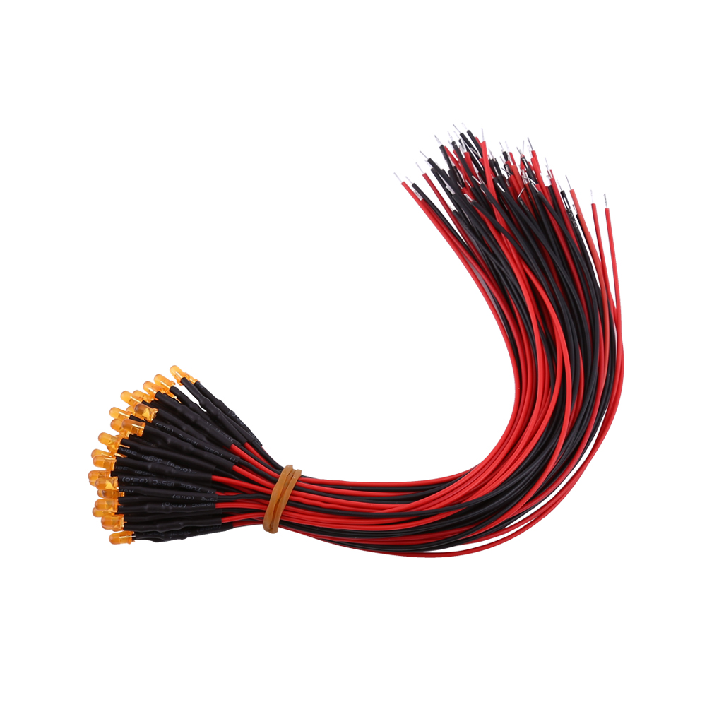 Vorverdrahtete 12-v-dc-streu-leds, 3 Mm, Mehrfarbiges Licht, Orange (nr. 2), 50er-packung