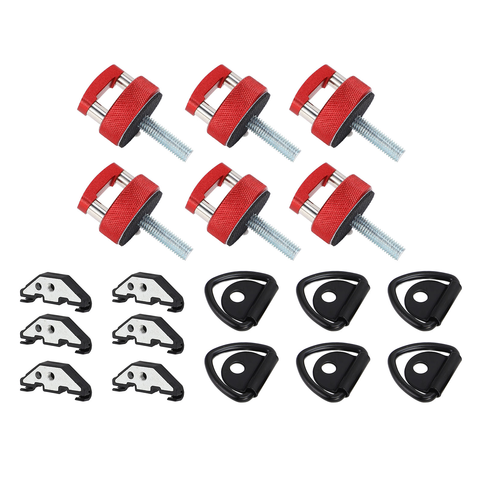 Gerändelte Schnellverschlussschraube Mit D-ringen Und Sicherungsmutter, Edelstahl, Für Jk, Jl, Jt, Rot, 6er-packung