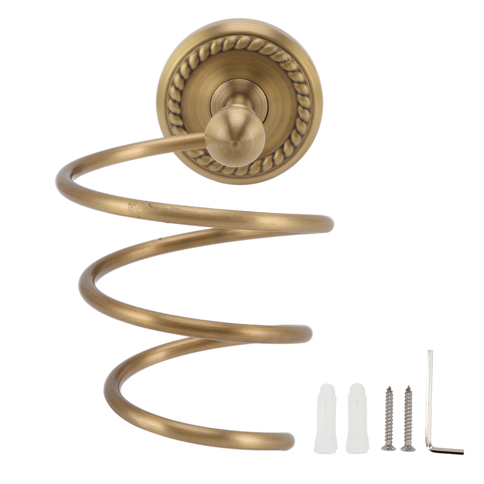 Antiker Wandhalter Aus Messing Für Haartrockner Und Stylingzubehör, Bronze-finish, Spiralbefestigung