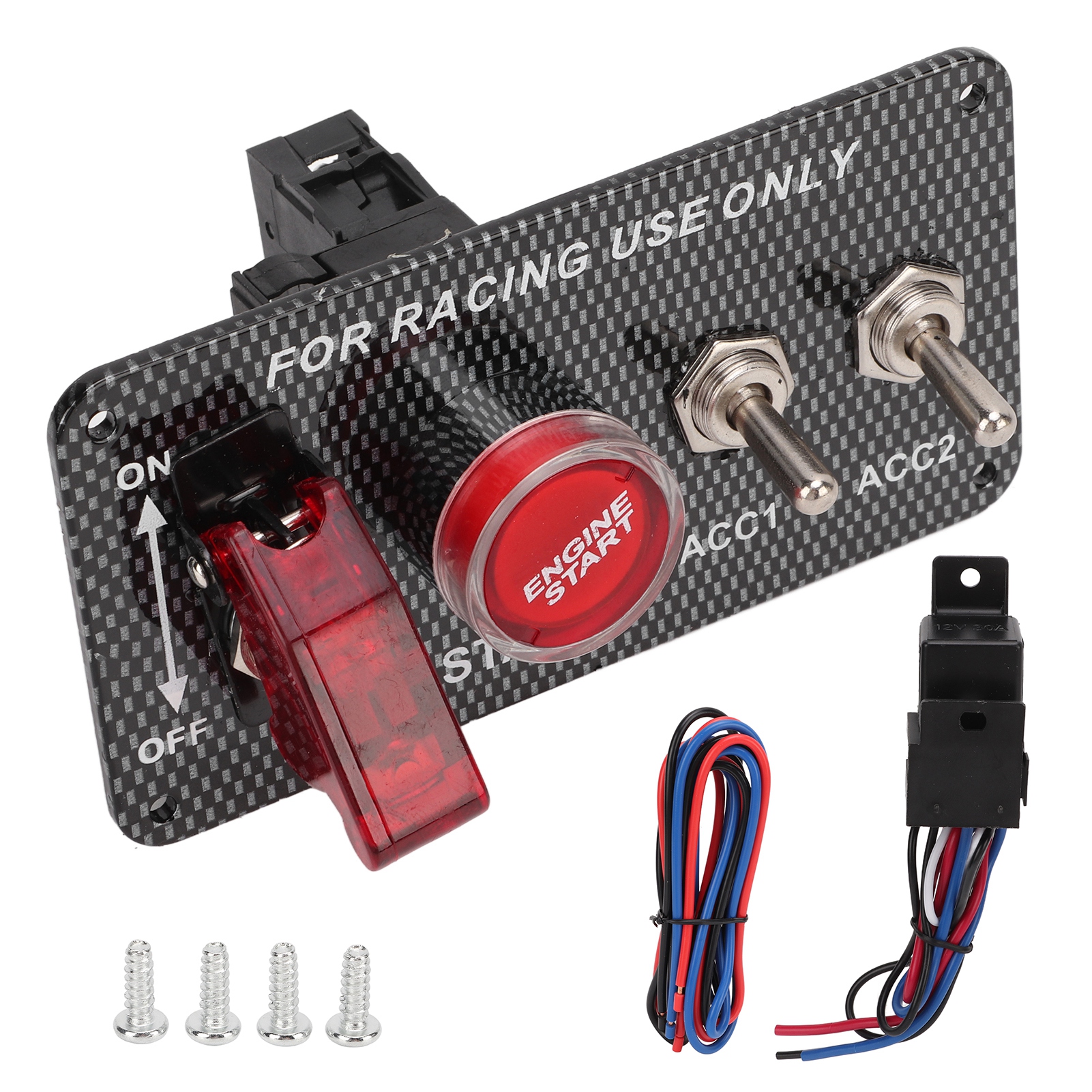 12v 40a Zündsteuergerät-kit Mit Motorstartknopf, Universelles Carbonfaser-design Für Rennwagen
