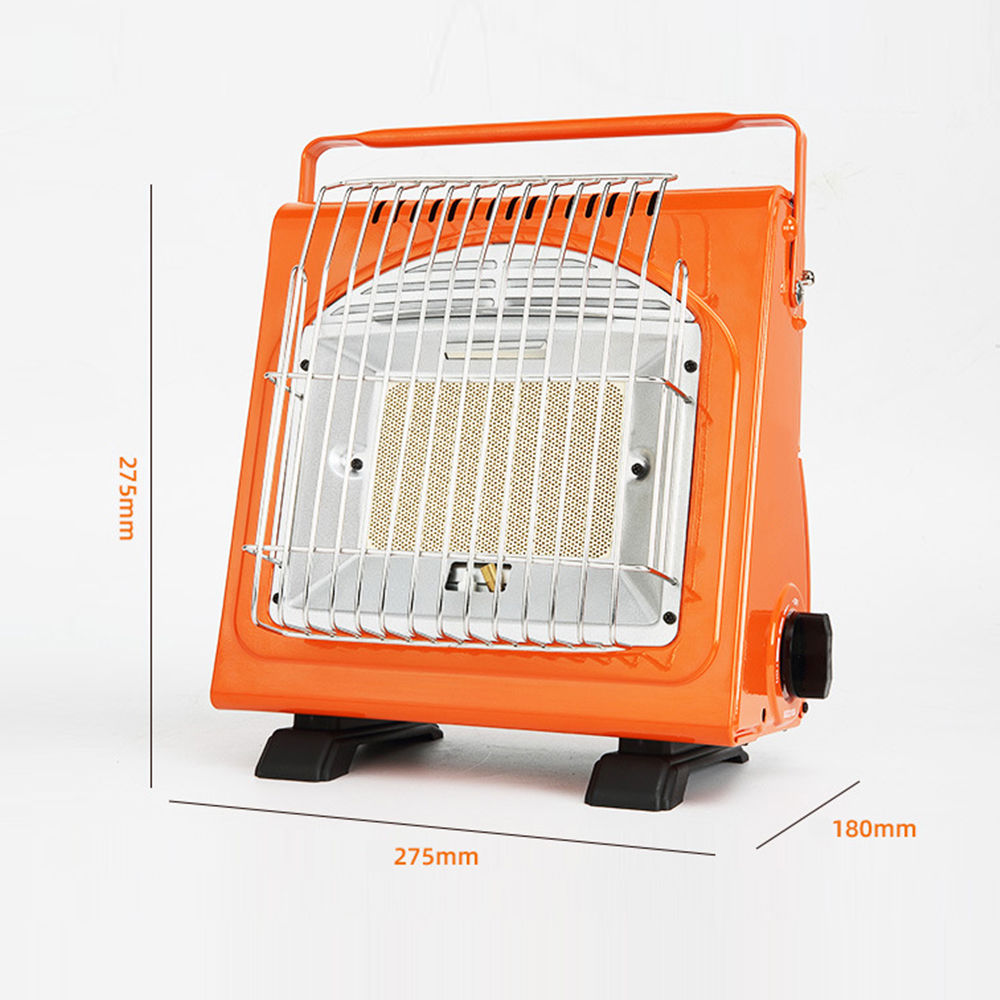 Tragbarer, Multifunktionaler Keramik-gasheizer 1700 W, Verstellbarer Gusseisenofen Für Camping, Zelt Und Picknicks Im Freien, Orange