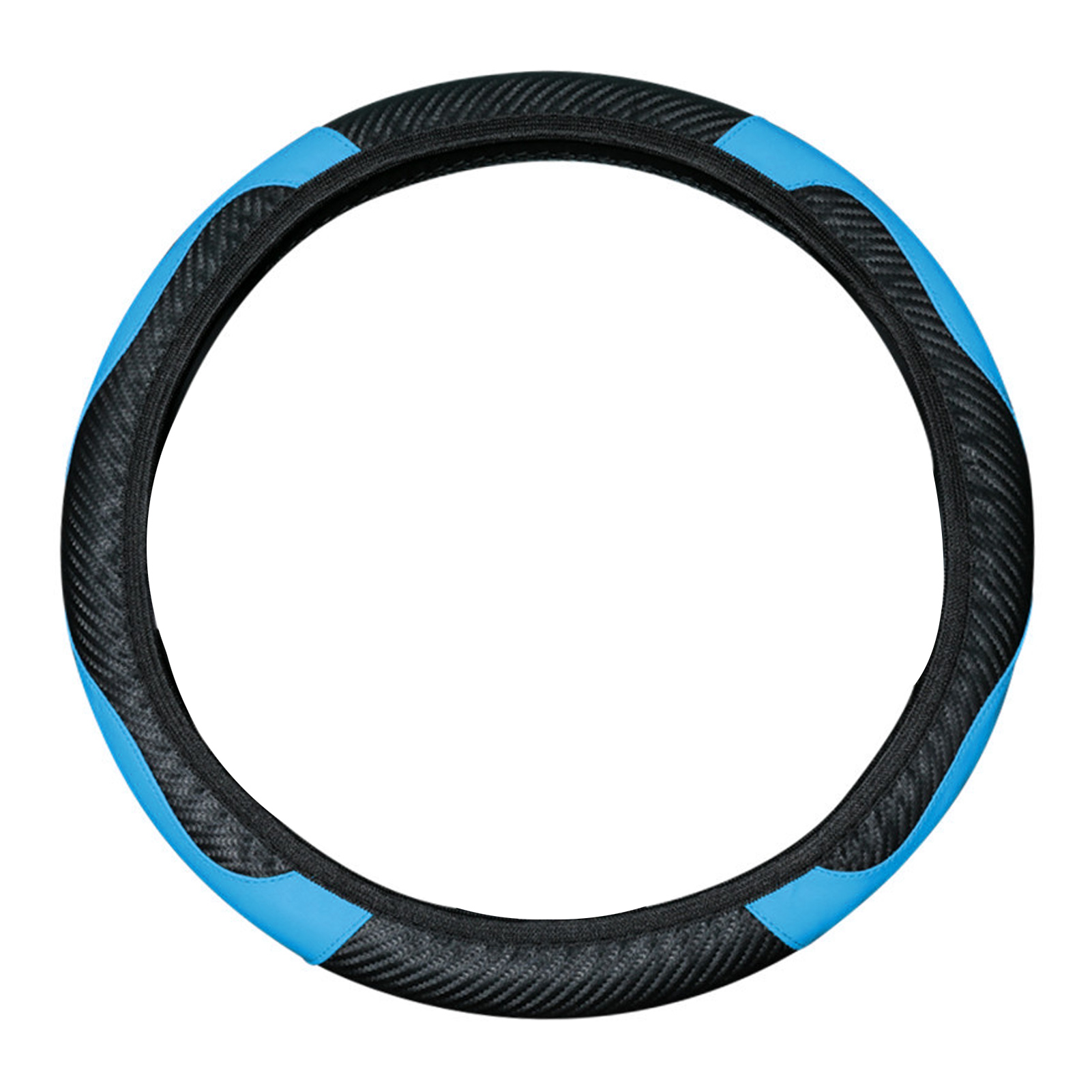 Lenkradbezug Aus Kunstleder, 38 Cm, Rutschfest, Universell, Elastisch, Komfortabel Und Glatt, Für Automobile, Schwarz Und Blau.