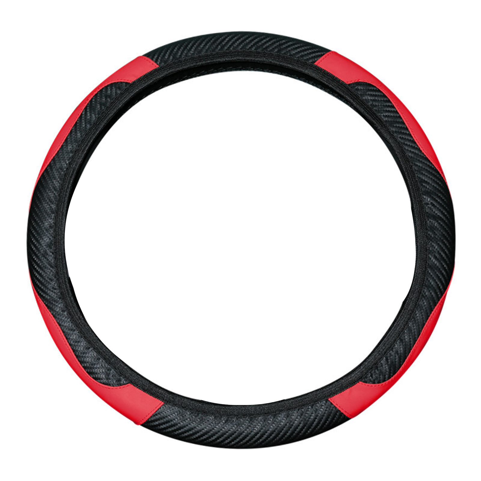 Lenkradbezug Aus Kunstleder, 38 Cm, Rutschfest, Universell, Elastisch, Komfortabel Und Glatt, Für Automobile, Schwarz Und Rot.