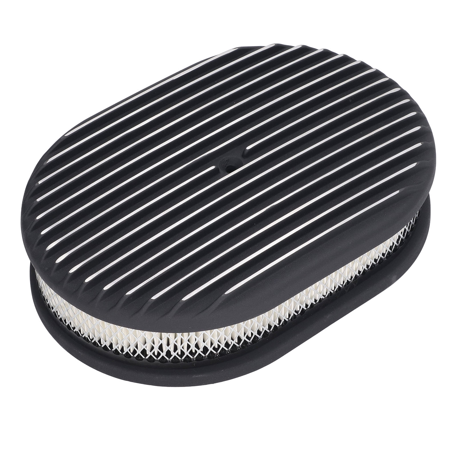 Schwarzer Vollrippen-luftfilter Aus Aluminiumlegierung Für Vergaser Mit 5 1/8" Bis 4" Gehäuseöffnung