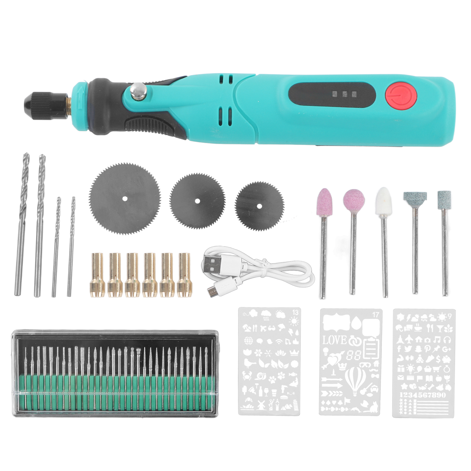Mini-akku-rotationswerkzeug Mit 3 Geschwindigkeitsstufen, Usb-ladefunktion Und 53 Zubehörteilen Im Lieferumfang Enthalten