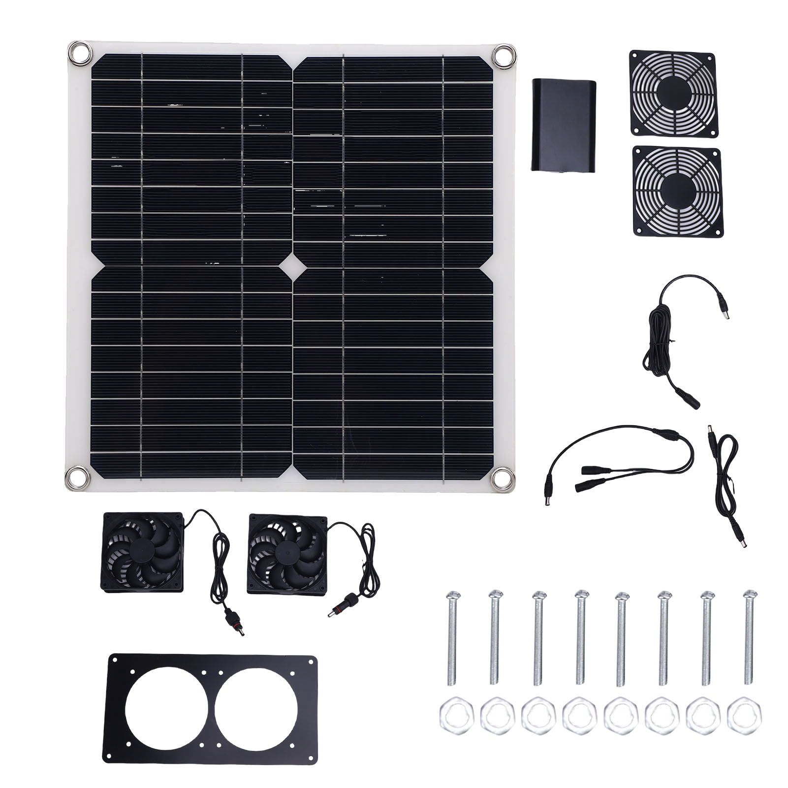12w 18v Solar-doppelabluftventilator-set, 43,4 Cfm Panel Für Hühnerställe, Gewächshäuser Und Tierunterkünfte