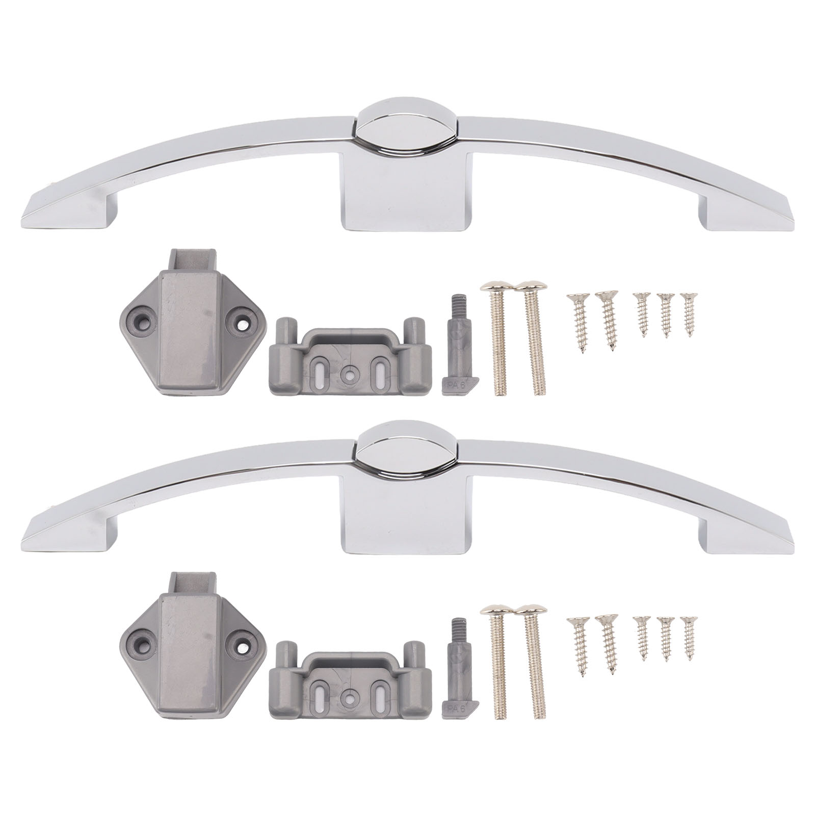 Set Mit 2 Möbelknöpfen Mit Verriegelung Und Griff Für Wohnmobile, Boote, 160 Mm Mittenabstand (chrom)