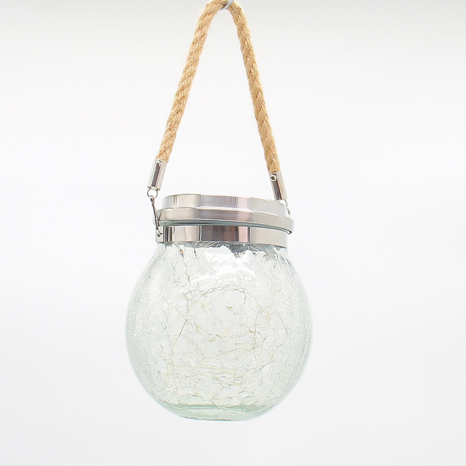 Solarlaterne Aus Crackle-glas, 30 Leds, Wasserdicht, Hängender Pflanzkübel Für Den Außenbereich, Für Terrasse, Garten, Überdachten Festplatz (warmweiß)