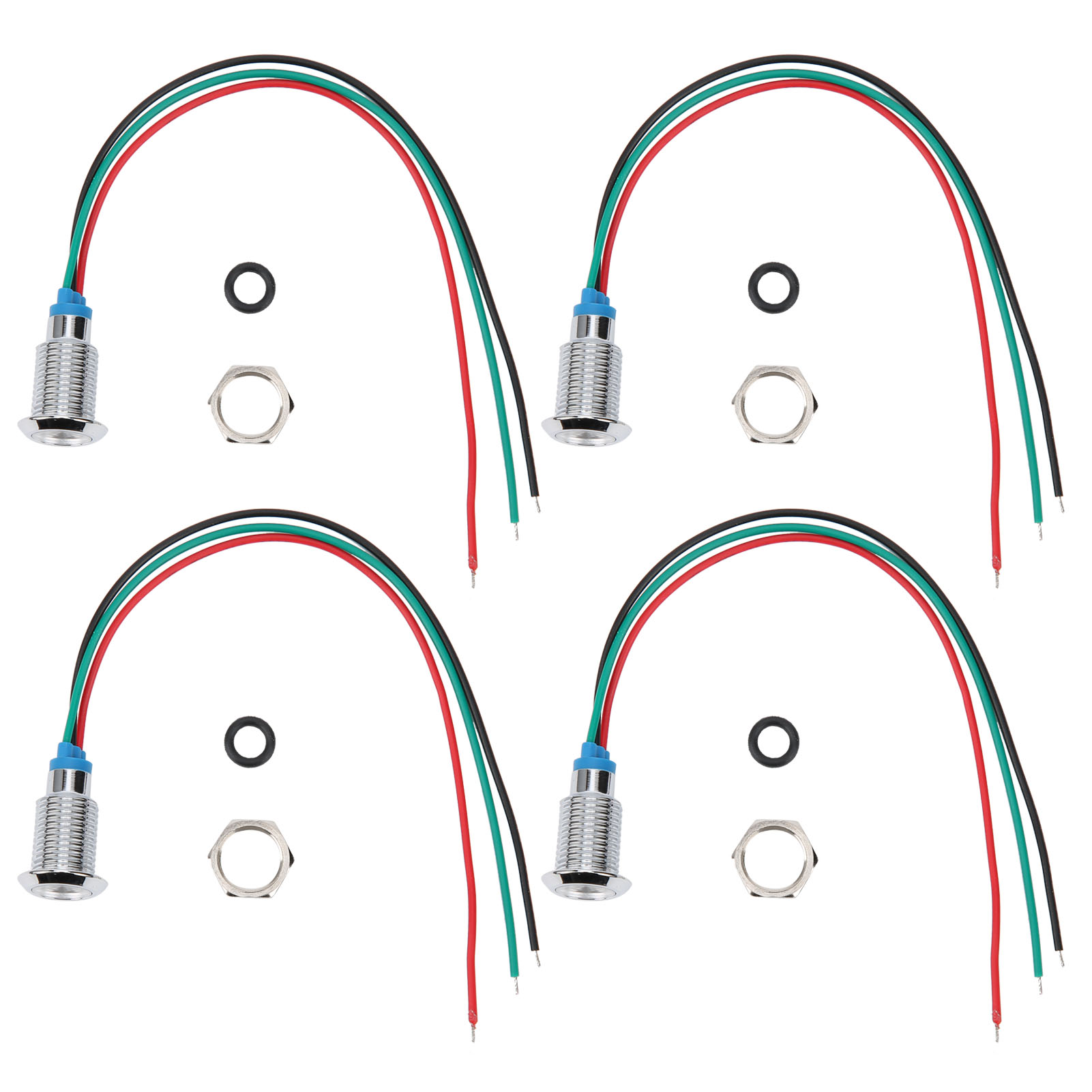 4 Sätze Runder, Zweifarbiger Leds Mit Gemeinsamer Kathode, Vorverdrahtet, Staubdicht, 10 Mm, 110-220 V (rot Und Grün)