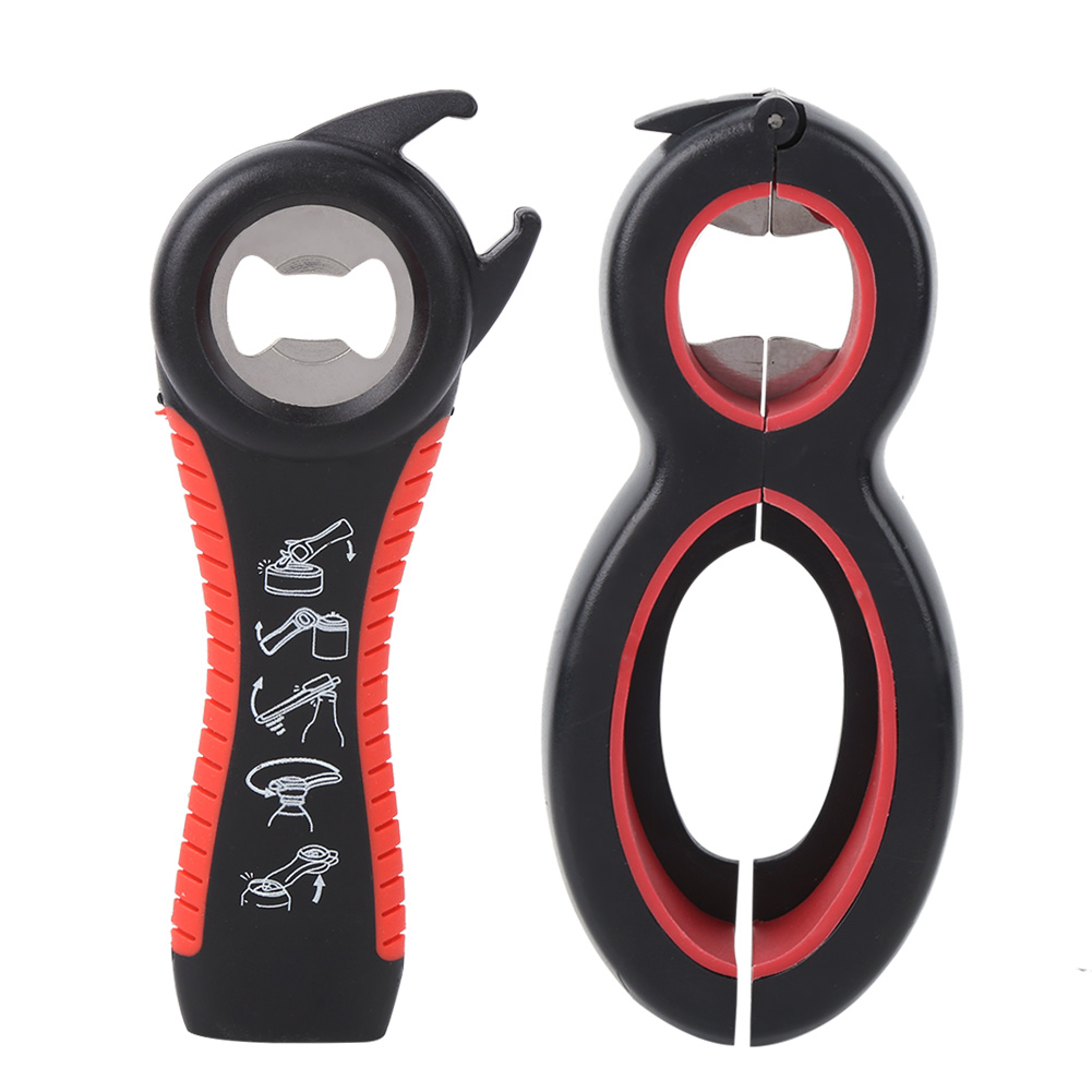 5-in-1 Multifunktions-flaschenöffner, Dosenöffner, Dosenöffnungsset, Küchenaccessoire Für Zuhause, Schwarz Und Rot