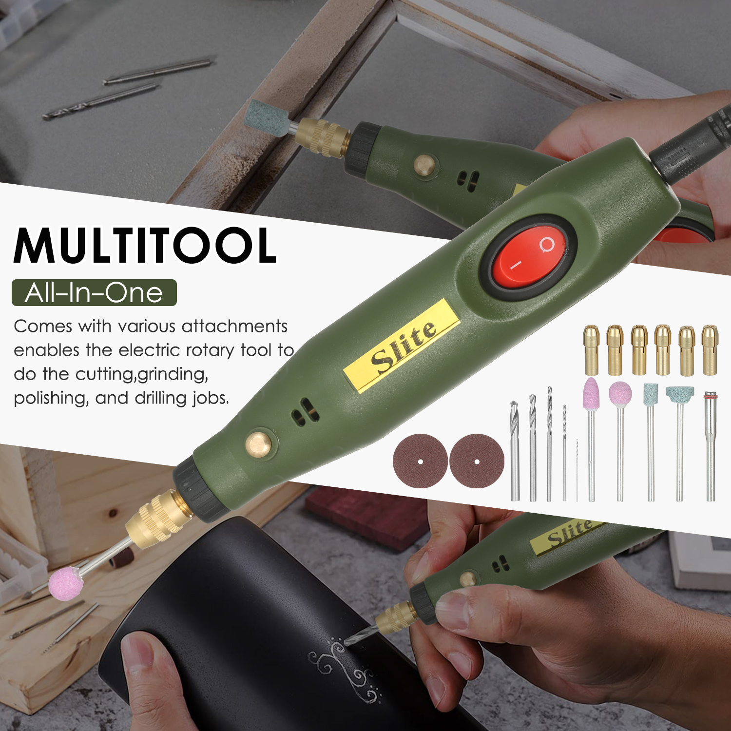 Tragbares Rotationswerkzeug-set, Mini-elektroschleifer Mit 18.000 U/min, Hochgeschwindigkeitspolierfunktion Mit Vielfältigem Zubehör Für Holzschnitzerei, Schmuckherstellung Und Kunsthandwerk.