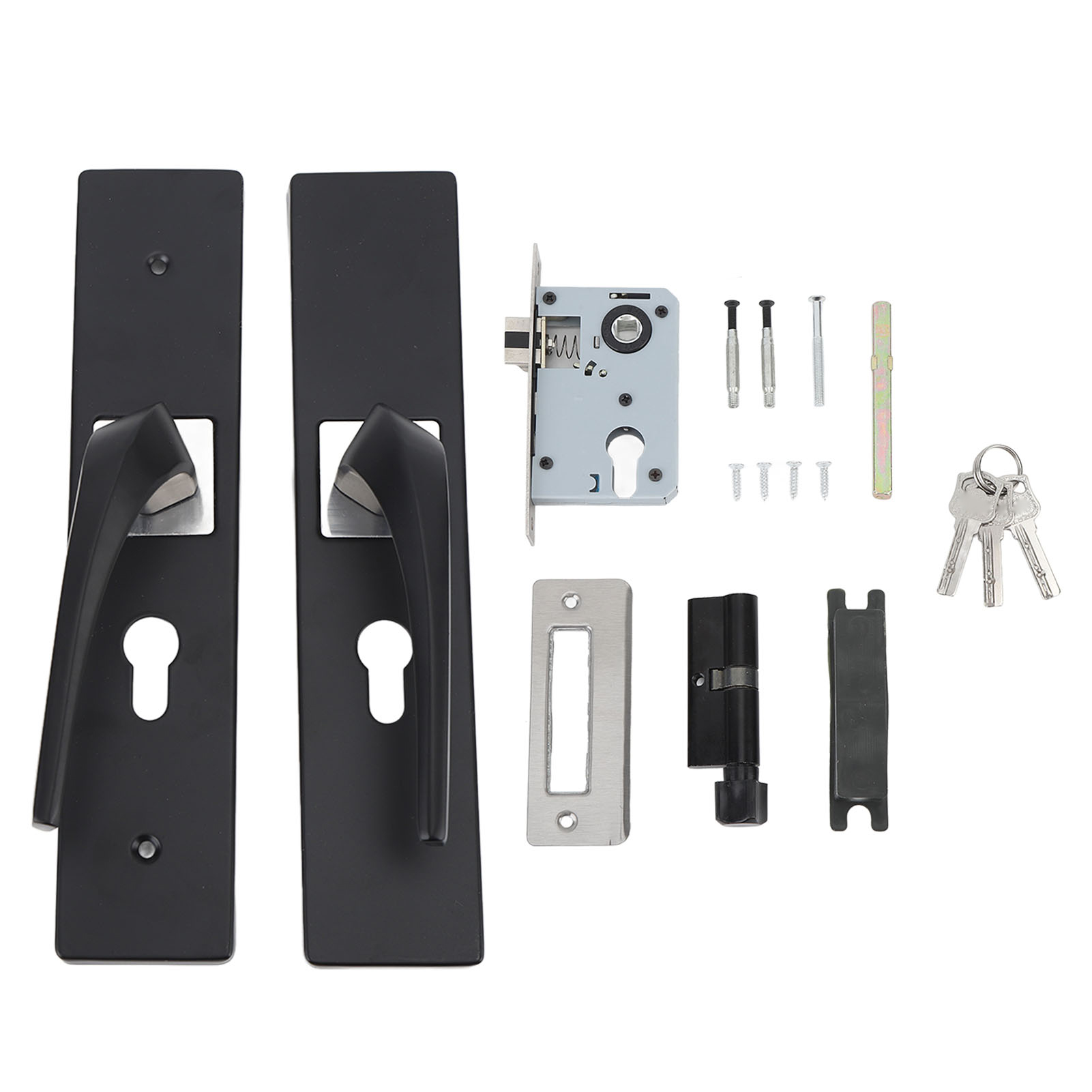 Set Schlafzimmerschlösser, Für Den Innenbereich Und Badezimmer, Aus Geräuschloser Aluminiumlegierung Mit Einem Massiven Schwarzen Holzgriff