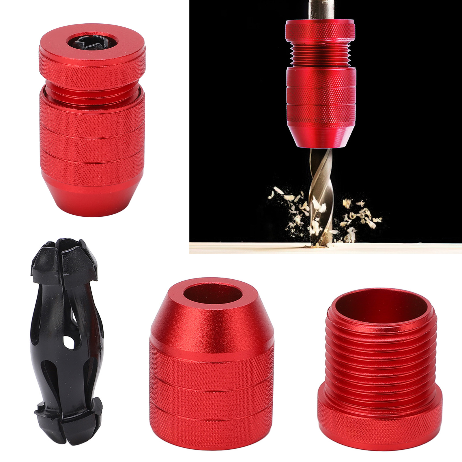 Verstellbarer Bohrstoppring Aus Aluminiumlegierung, Roter, Rutschfester Nylon-innenring Für Holzbearbeitung, Für Bohrer Von 6 Bis 11 Mm (0,24 Bis 0,43 Zoll).