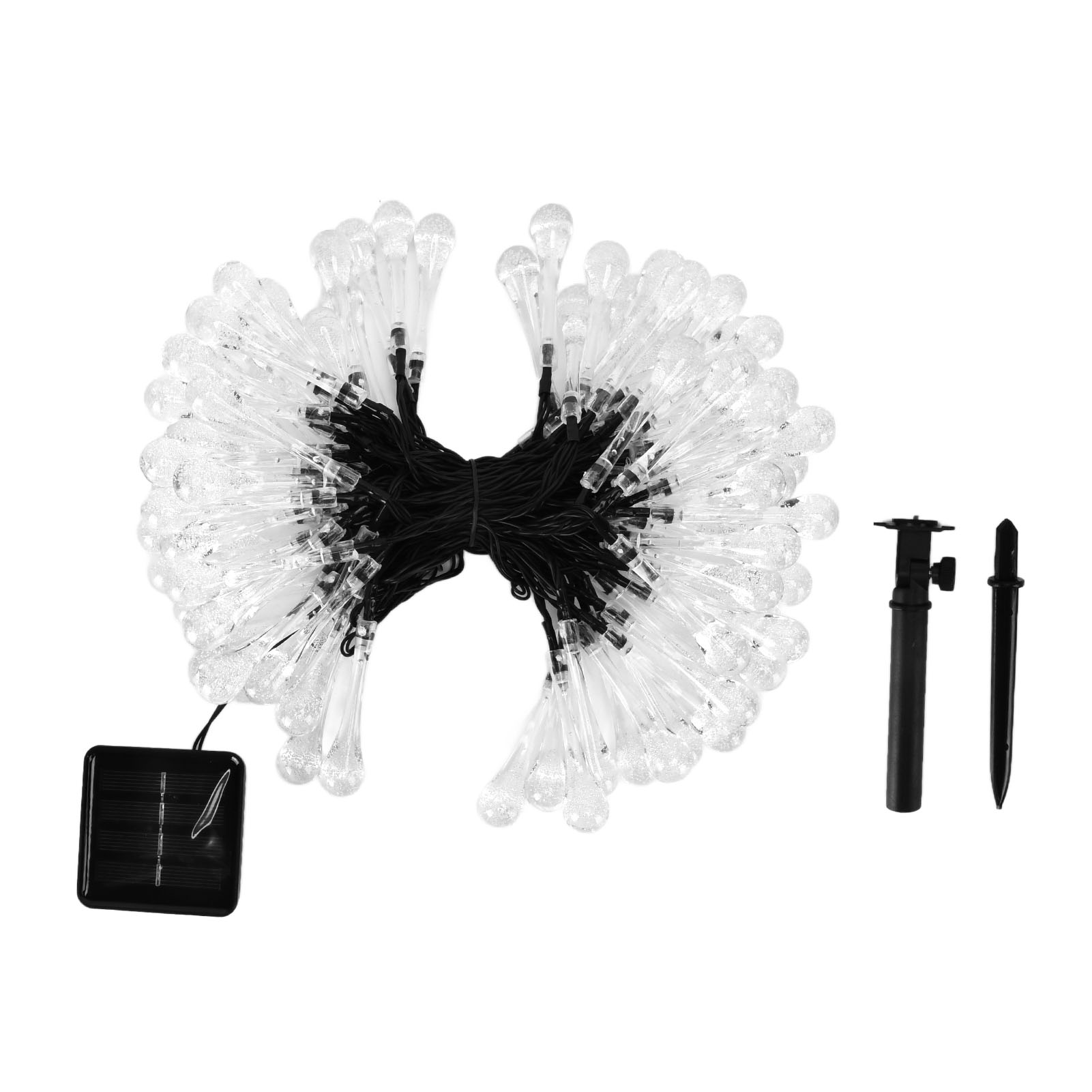 100 Led-solar-lichterkette, 12 M Lang, Wasserdicht, Tropfenförmig, Ideal Zur Dekoration Von Rasen Oder Terrasse Bei Partys. Farbenfrohes Licht.