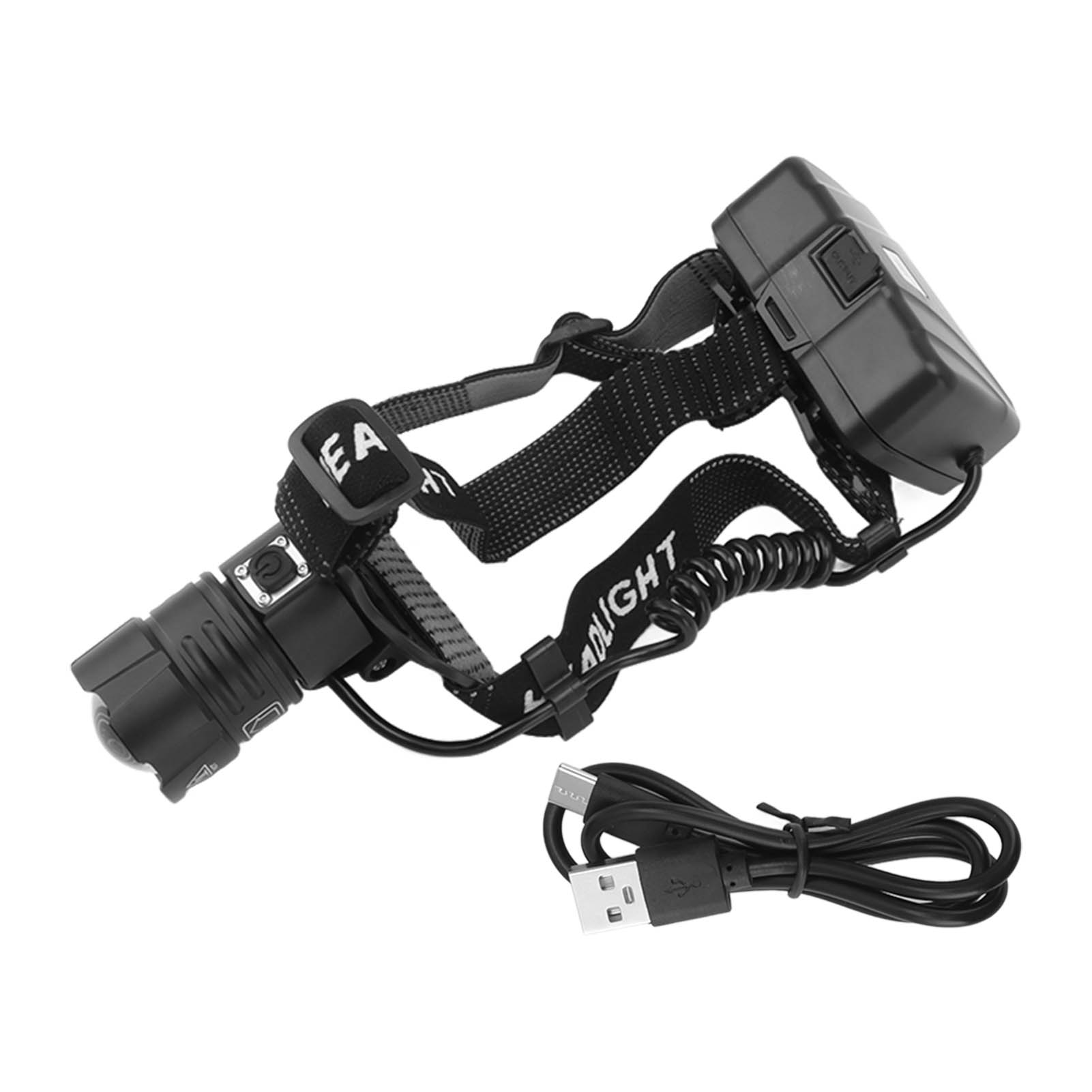 Wiederaufladbare Led-stirnlampe, 3 Modi, 90° Verstellbarer Lichtkegel, 90.000 Lumen Zoom, Ideal Für Camping Und Outdoor-laufen.