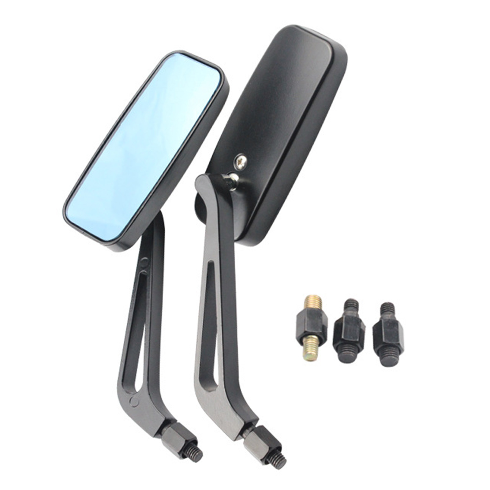 2 Rechteckige Motorradspiegel Aus Aluminiumlegierung, Universell Einsetzbar Und Zur Befestigung Am Lenker.