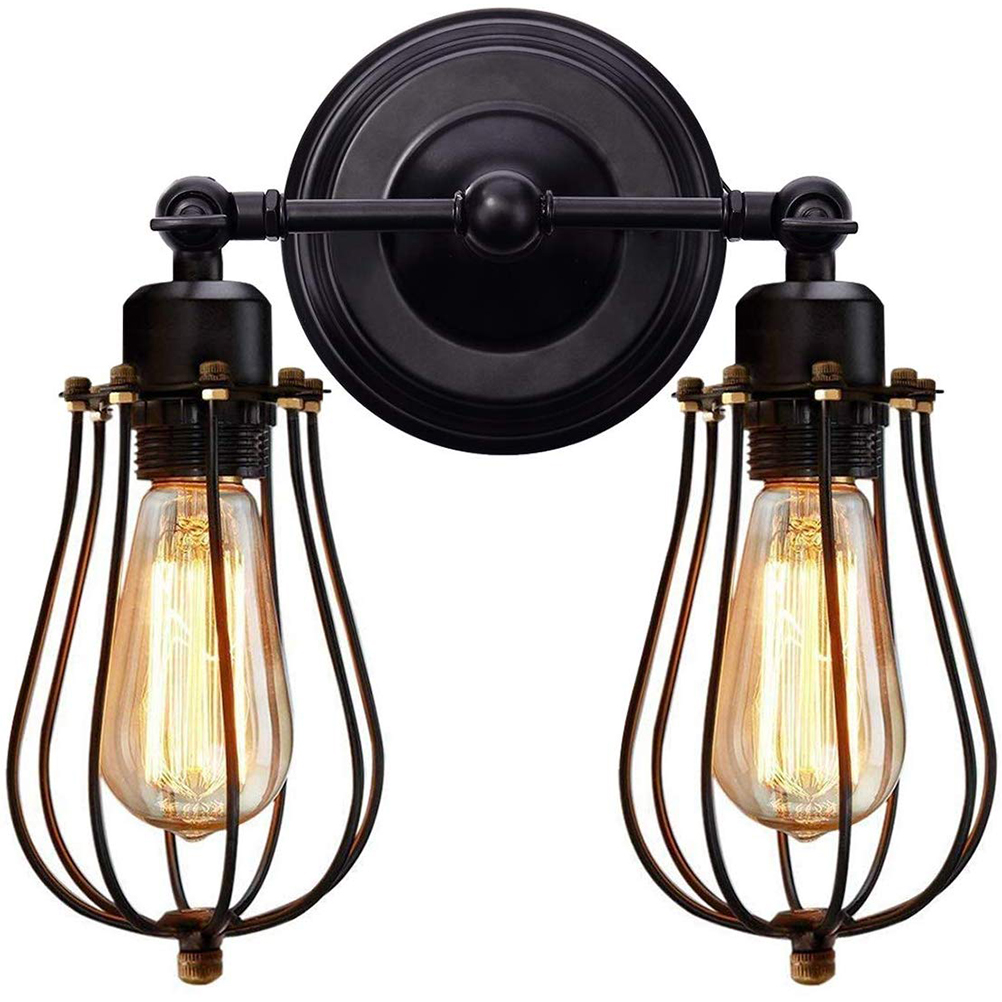 Doppelwandleuchte, Industrieller Metallkäfig, Lampe Im Vintage-stil