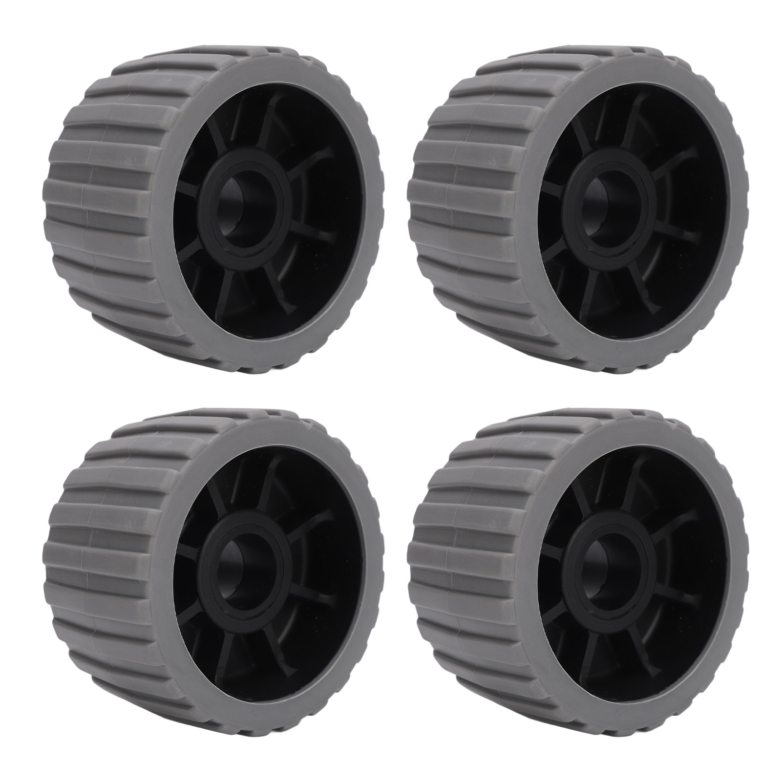 Schwenkbare Anhängerrollen, 4er-set, Hochtemperaturbeständige Polyethylen-rippenrollen Für Bootsanhänger, 125 X 73 Mm, Grau, 30 Mm