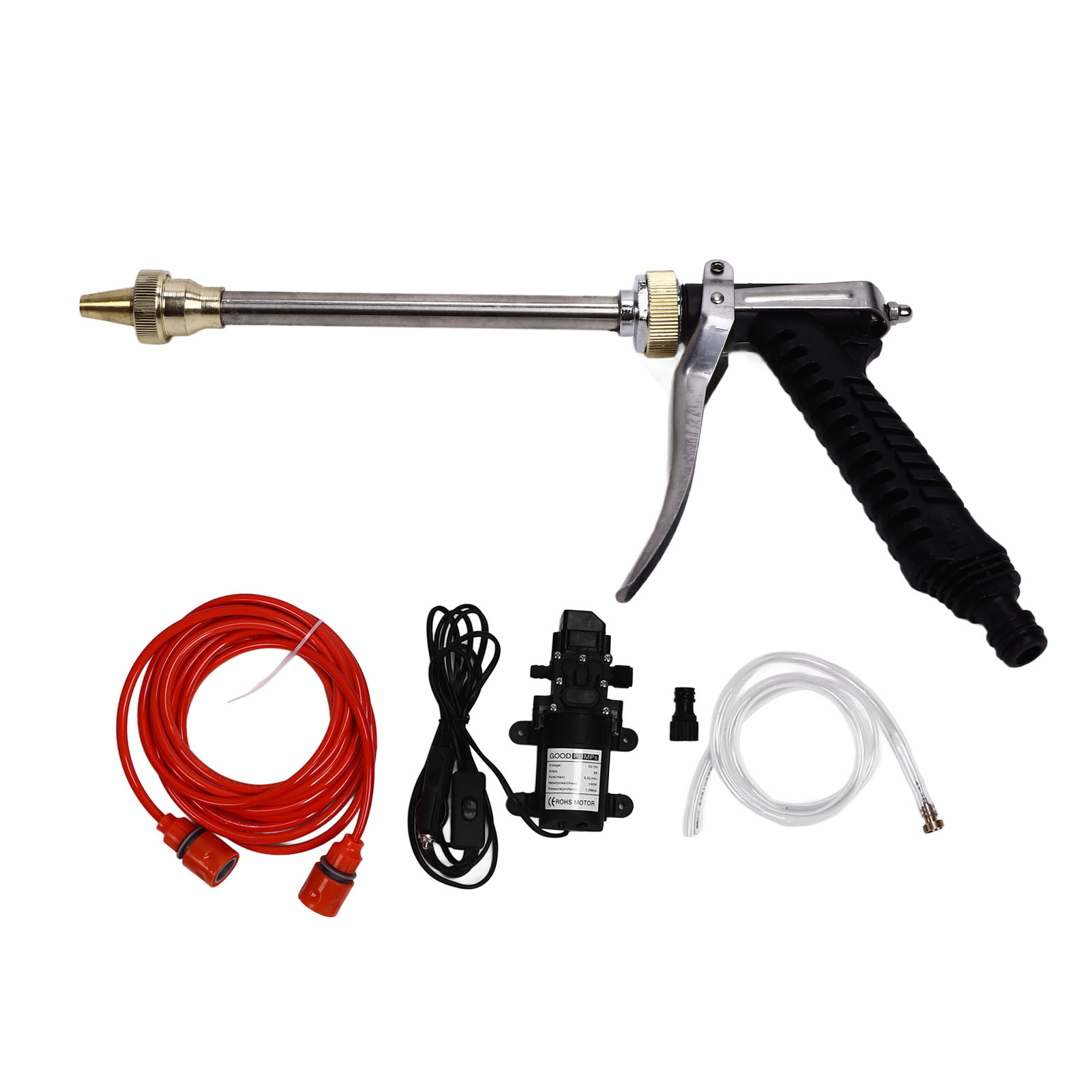 12v 100w Hochdruckwasserpumpe, Gartenbewässerungsset, G1/2 Außengewinde, Tragbare Autowaschanlage