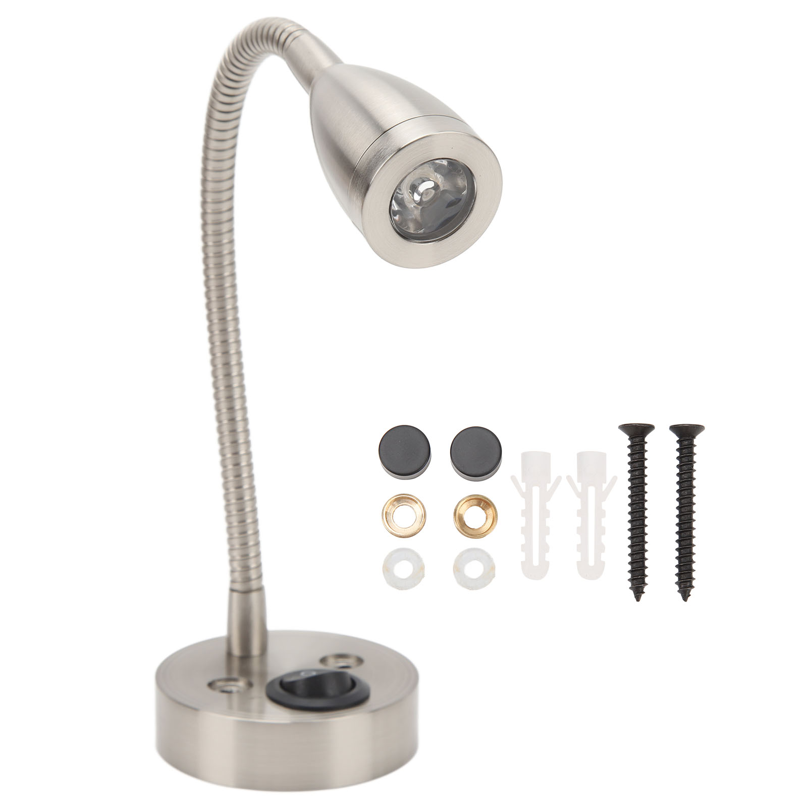 Led-nachttischlampe Für Wohnmobile, 360° Schwenkbar, Flexibler Arm, Für Boote, Wohnwagen, Lkw, Pkw, 12–24 V Gleichstrom, Vernickelt