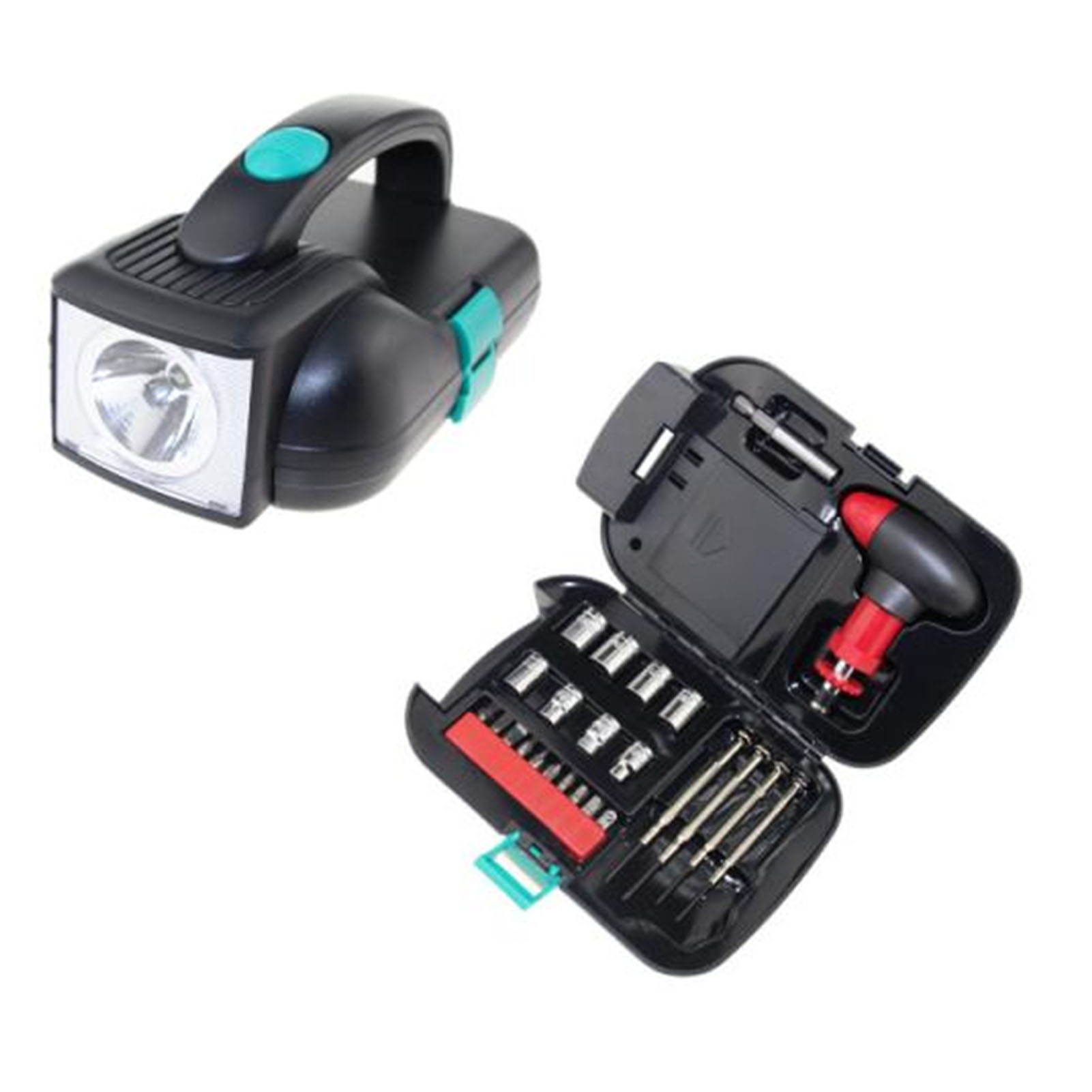 24-teiliges Reparaturwerkzeugset, Inklusive Bits, Steckschlüssel, Uhrschraubendreher, T-griff-ratsche, 58-mm-verlängerung Und Lampe.