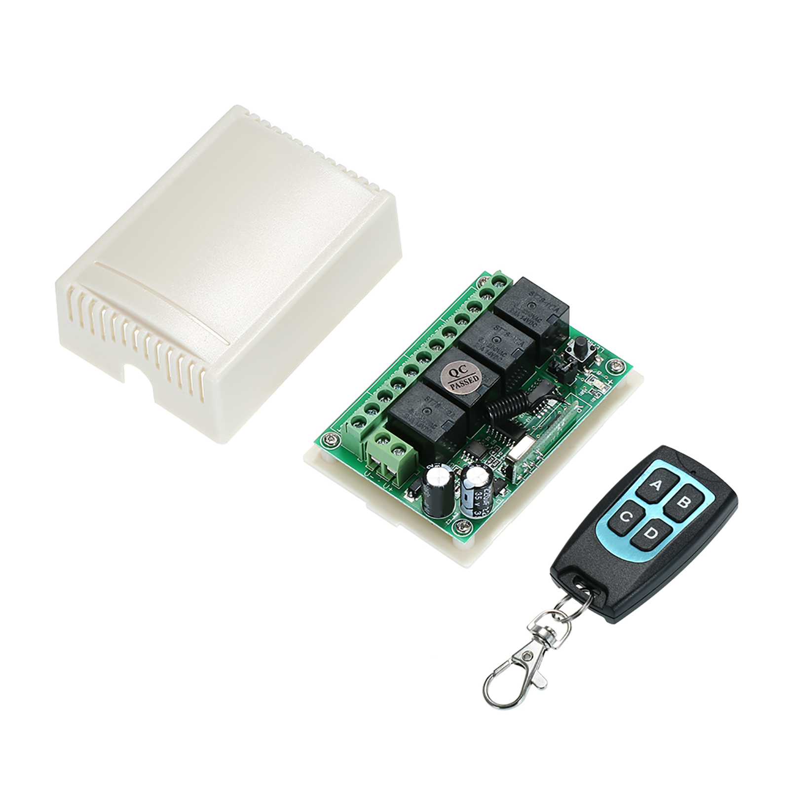 4-kanal 433 Mhz Dc 12v Funkfernbedienungsschalter Mit Großer Reichweite, Dc 12v Relais-empfängermodul, Sender, Kippschalter, 1527 Hausautomatisierungschip (1 Und 1 Empfänger)