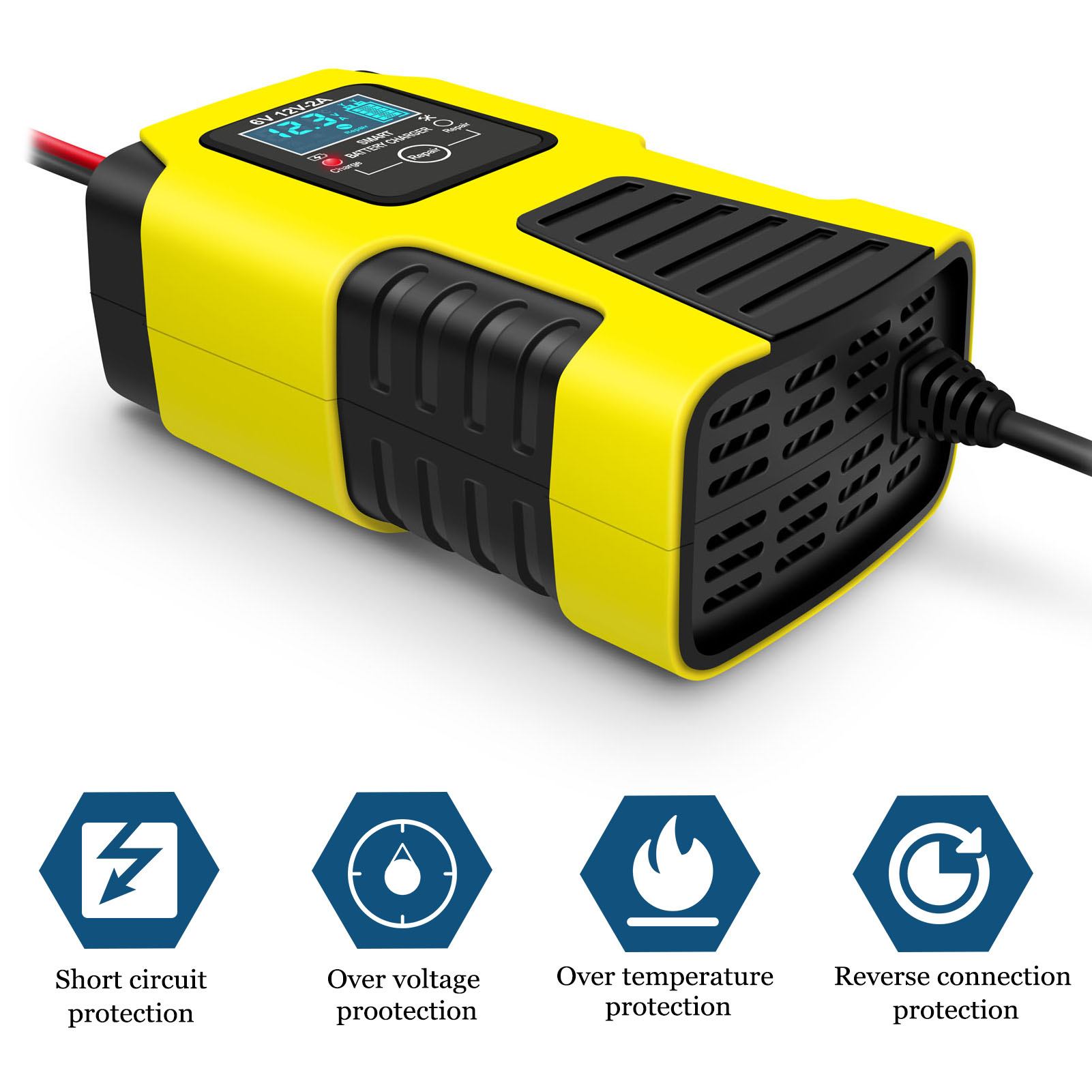 6v/2a Und 12v/2a Motorradbatterieladegeräte, Vollautomatisch, Intelligente Wartung, Tragbarer Desulfator