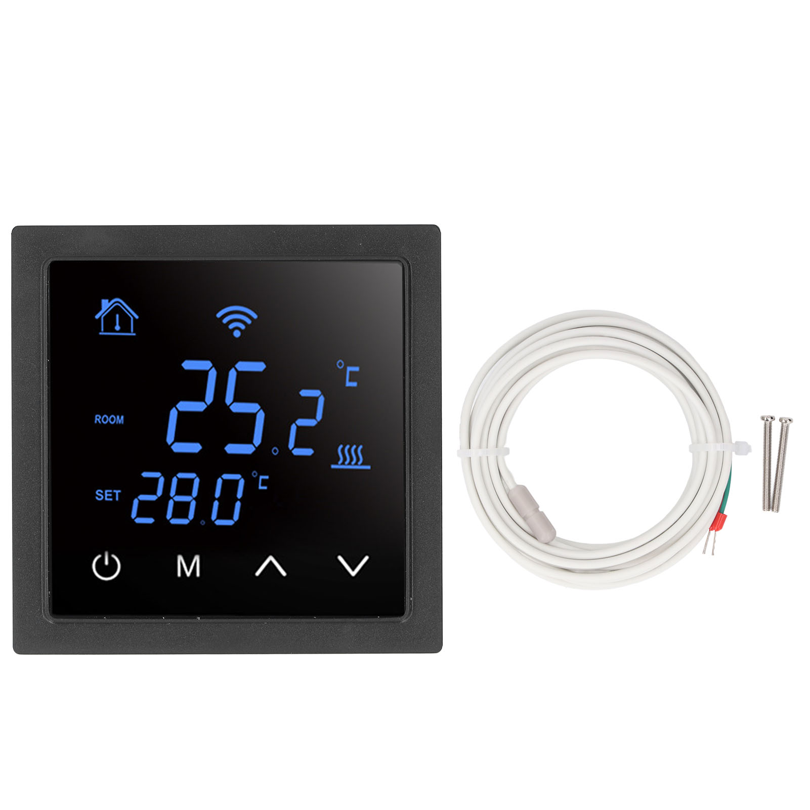 16a Wlan-smart-thermostat Für Elektrische Fußbodenheizung Mit Sprachfunktion Für Den Heimgebrauch (ac85-250v), Schwarz