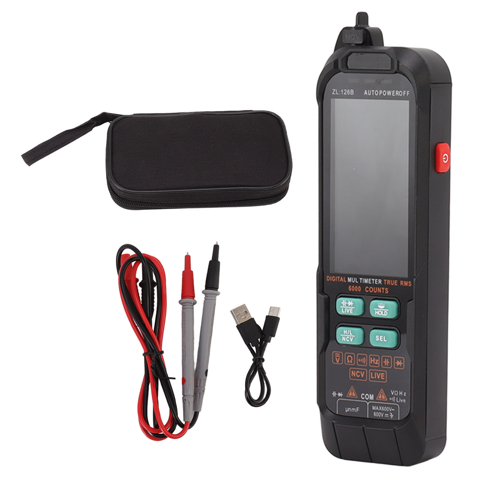 Tragbares Und Intelligentes Digitales Multimeter Mit Hintergrundbeleuchtung Für Gleich- Und Wechselstrom (0-600 V).