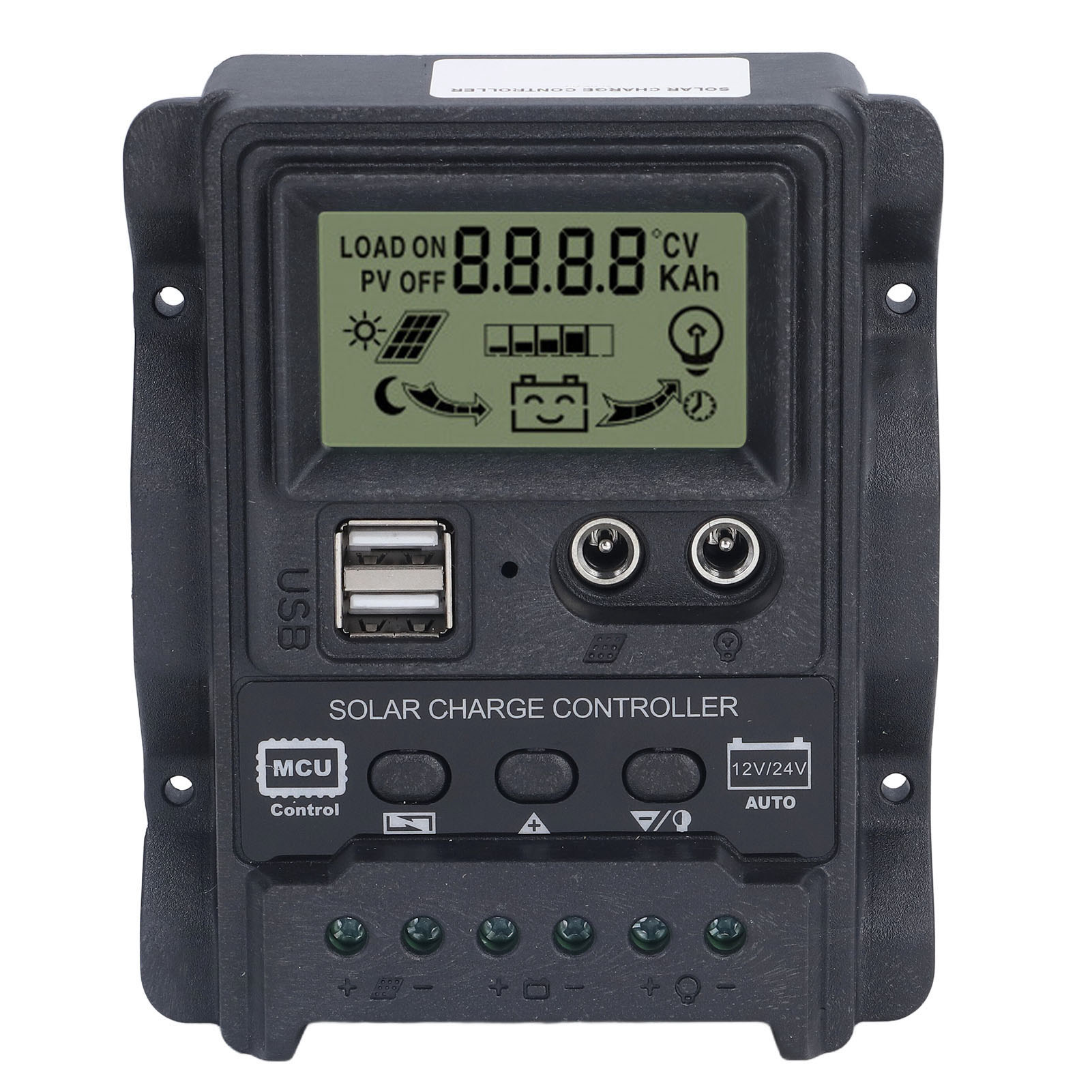 Dualer Usb-solarladeregler Mit Abs-lcd-bildschirm, Pwm-lichtsteuerung, 12 V/24 V/10 A, 130 W/260 W