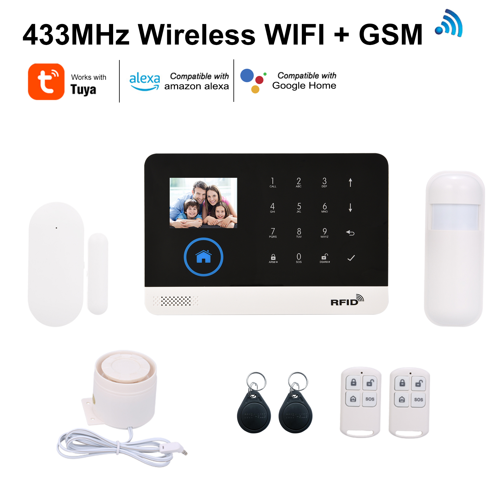Wlan-gsm-funkalarmanlage Mit Sprachsteuerung Per App (433 Mhz) Für Tuya