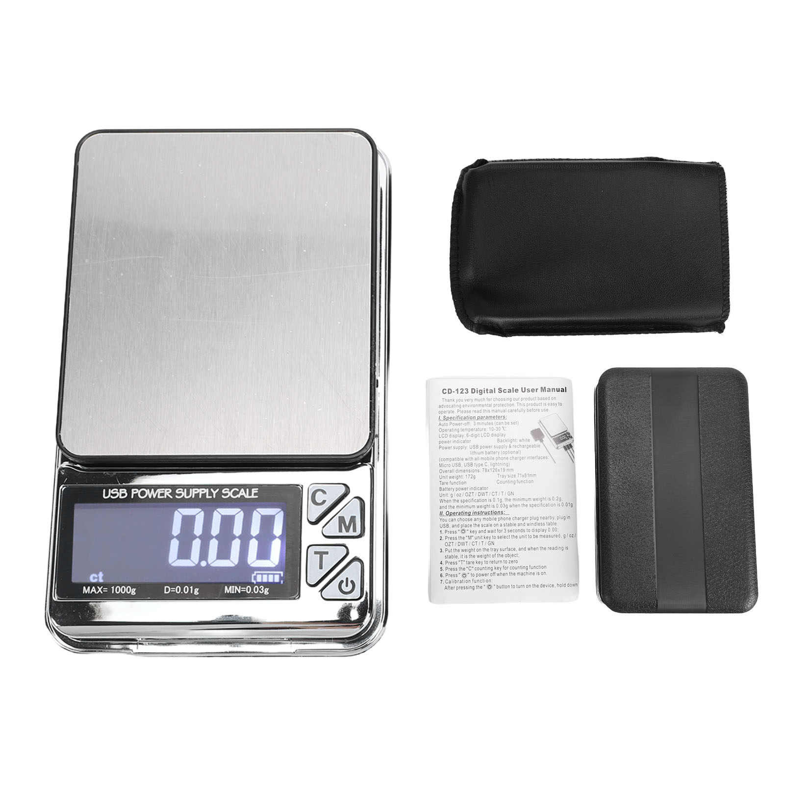 Digitale Präzisionswaage Für Schmuck, 1000 G Kapazität, 0,01 G Genauigkeit, 7 Einheiten, Edelstahl, Tragbar, Zum Wiegen Von Goldpulver Und Kochzutaten.