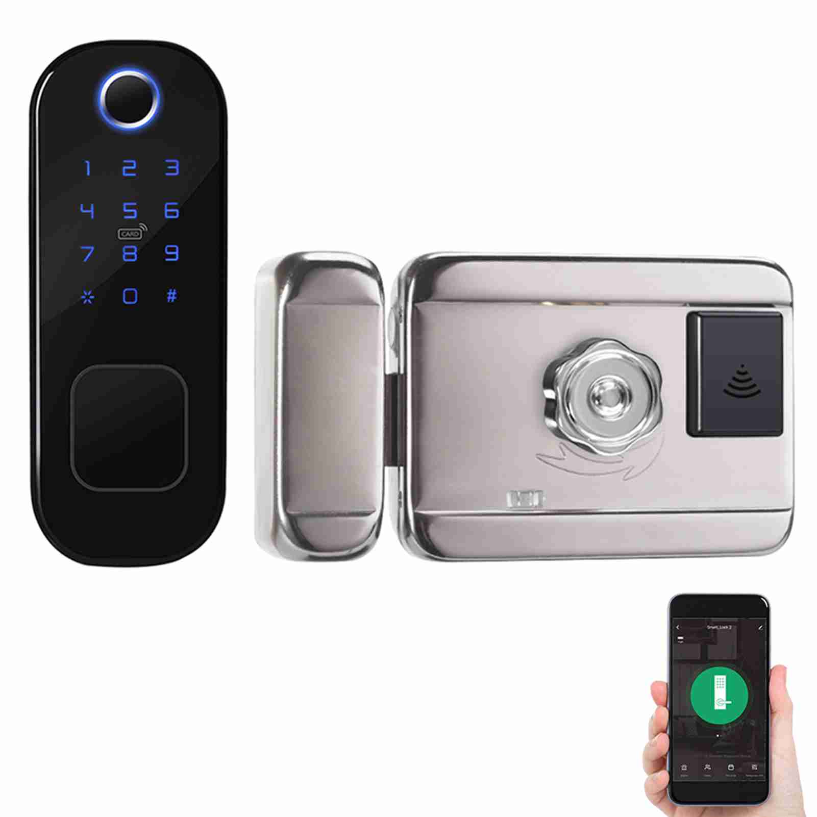 Intelligentes Fingerabdruck-türschloss, Synchronisierungs-app, Schlüsselloses Elektronisches Tastenfeld Mit 6 Entsperrmodi