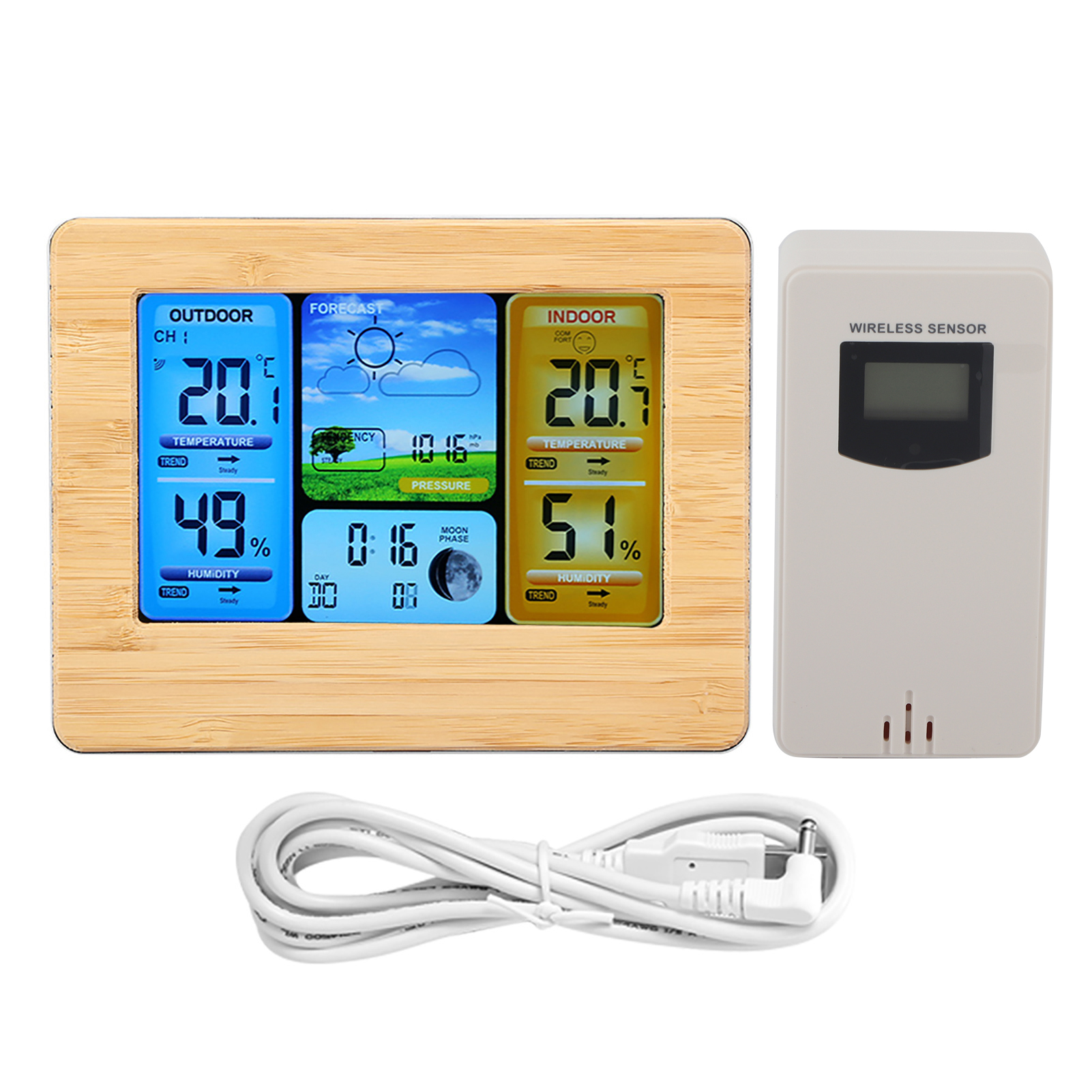 Drahtlose Digitale Wetterstation Mit Lcd-bildschirm, Uhr, Thermometer, Innen- Und Außenhygrometer (gelb)