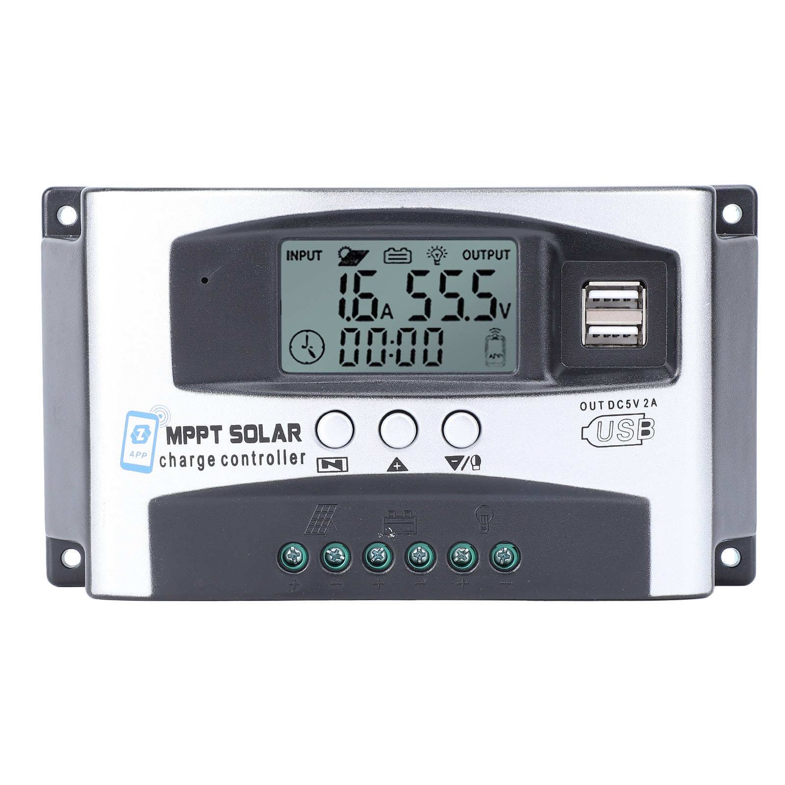 Mppt-solarladeregler, Bluetooth-app-steuerung, 12 V, 24 V, 36 V, 48 V, Lcd-display, Intelligenter Regler Mit Zwei Usb-anschlüssen, Timer, 30 A