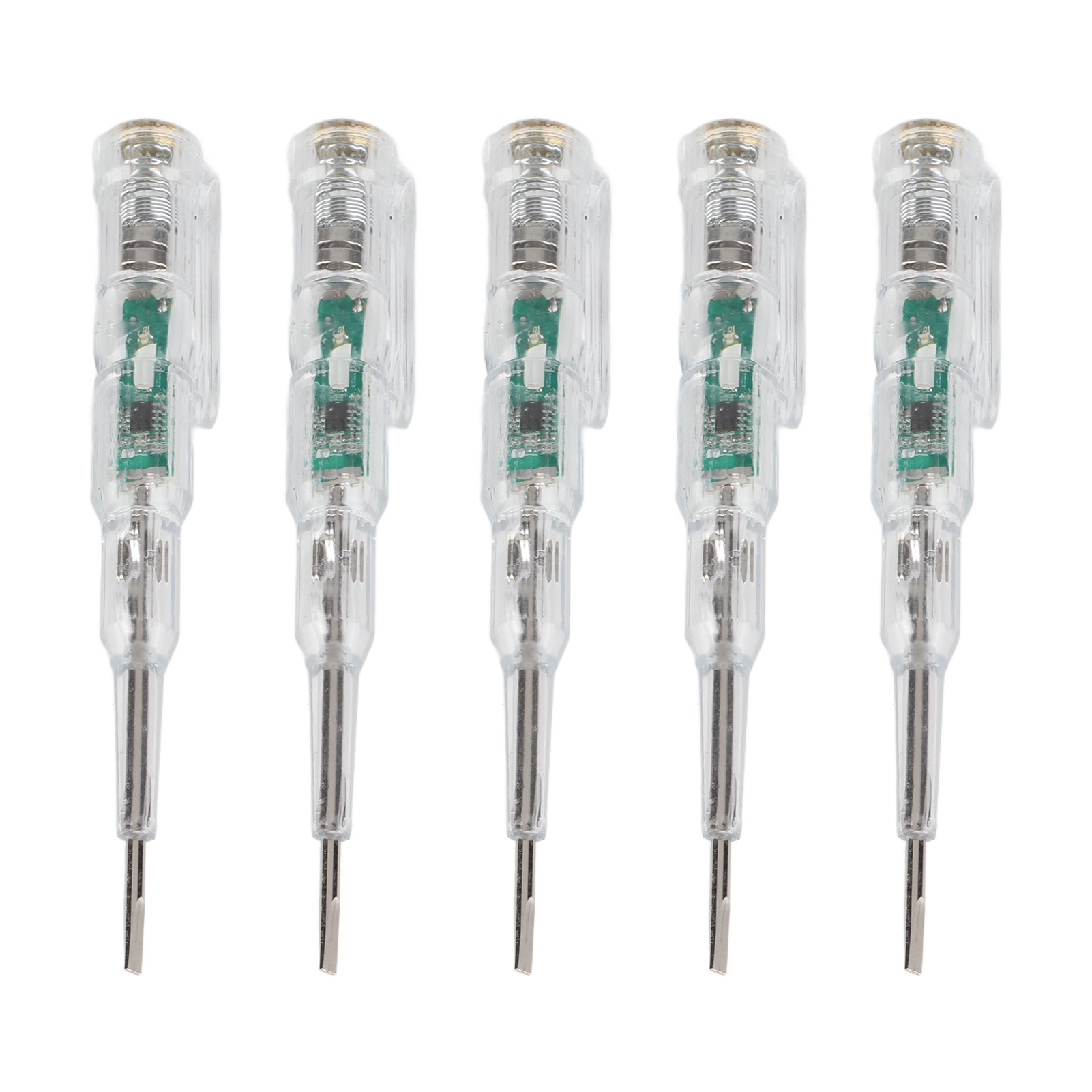 Multifunktionaler Elektrischer Prüfstift, 5er-set, Mit Leistungsstarker Led-leuchte, Transparentem Gehäuse Und Induktivem Spannungsschraubendreher.