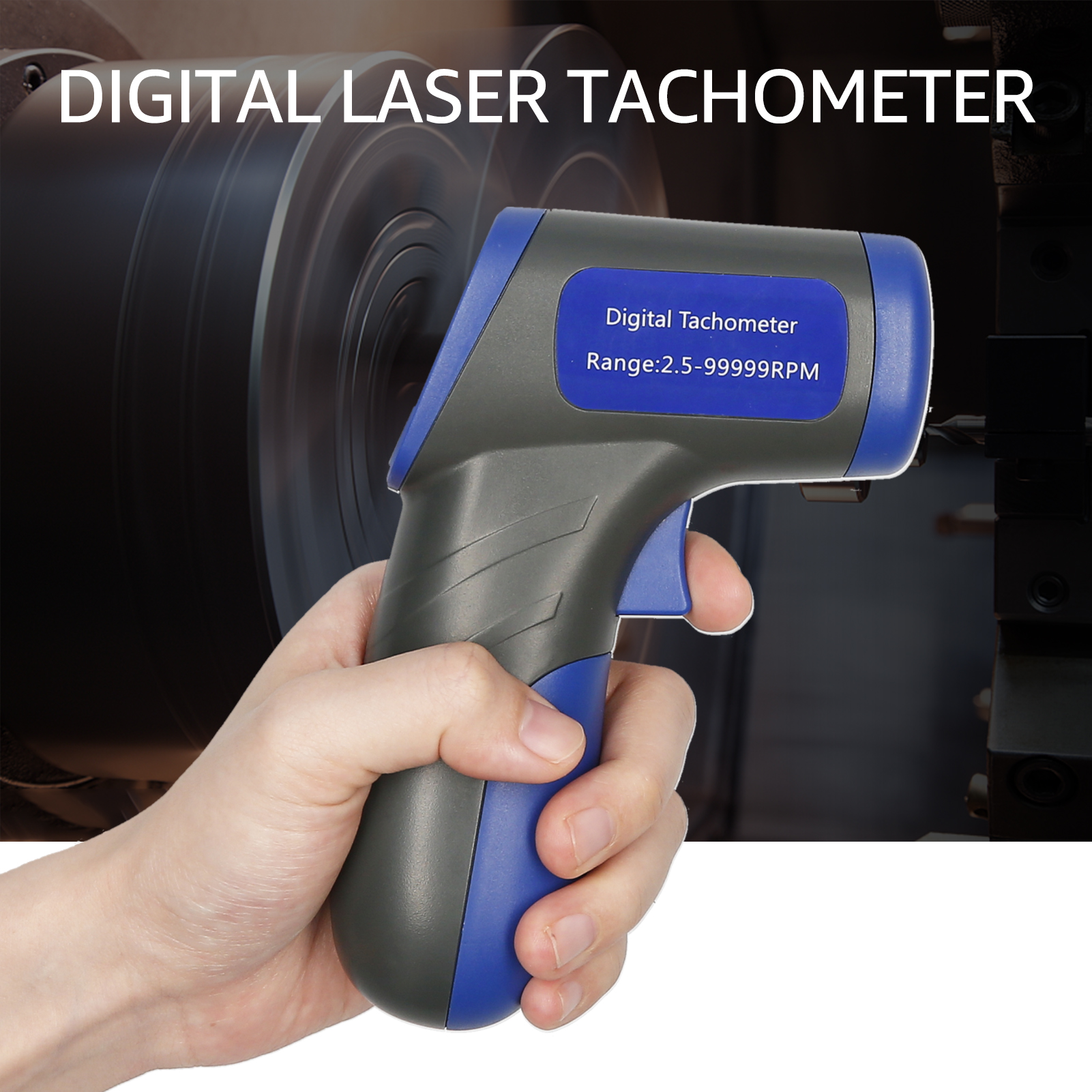 Tragbarer Digitaler Laser-drehzahlmesser, Geschwindigkeitsmesser (messbereich Von 2,5 Bis 99.999 U/min) Mit Hintergrundbeleuchtetem Lcd-bildschirm Für Motordrehmaschinen
