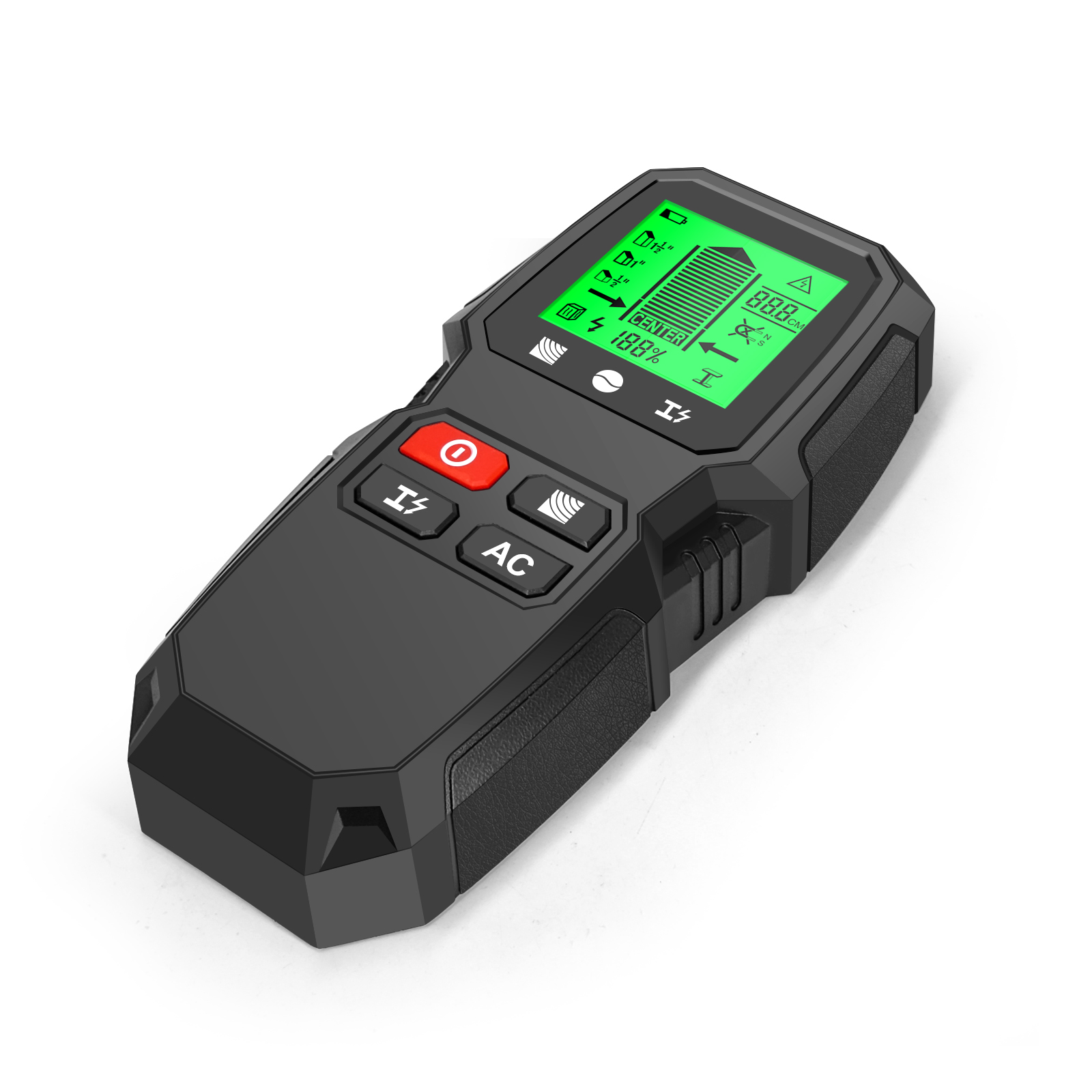 Wandständerdetektor, Elektronischer 5-in-1-scanner Mit Hd-lcd-bildschirm, Ermöglicht Die Erkennung Von Metallkabeln In Holz Und Ist Mit Einer Warnfunktion Ausgestattet.
