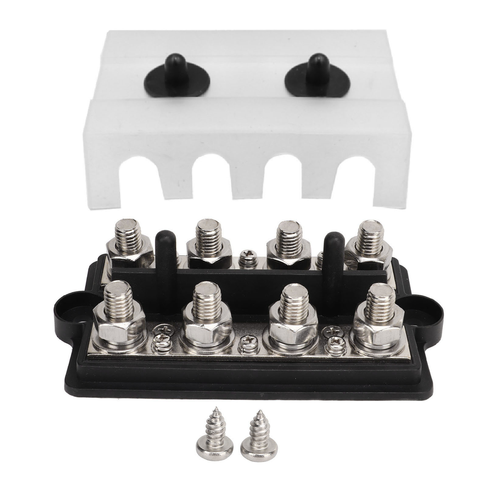 Marine-stromschiene Für Wohnmobile, Batterieklemmenblock, Stromverteilerblock, 2 Reihen, M8-gewindebolzen, 12–48 V Dc, 150 A, Schwarz