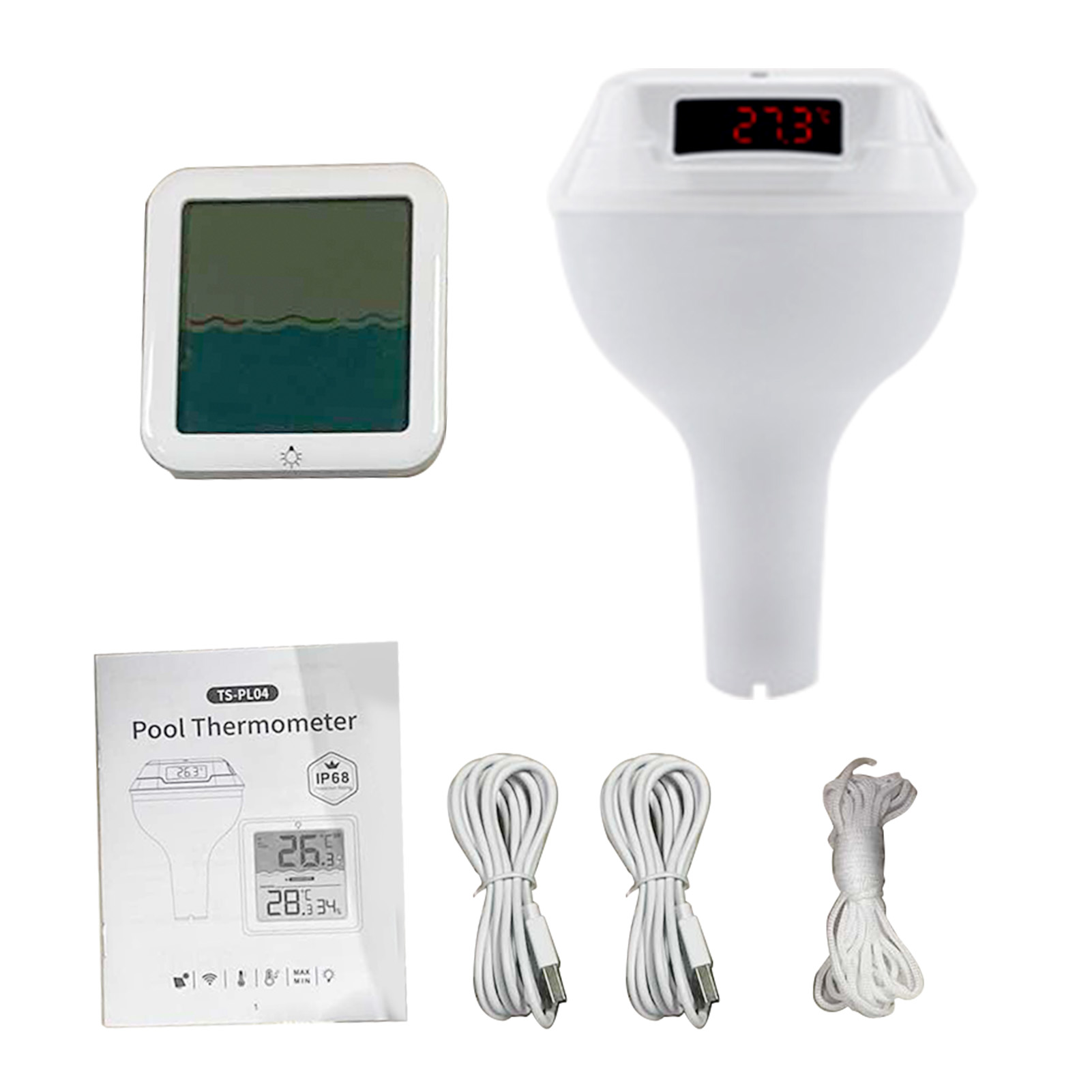 Kabelloses, Schwimmendes Thermometer Für Schwimmbäder Und Spas Mit Farbwechselndem Licht Und Led-anzeige.