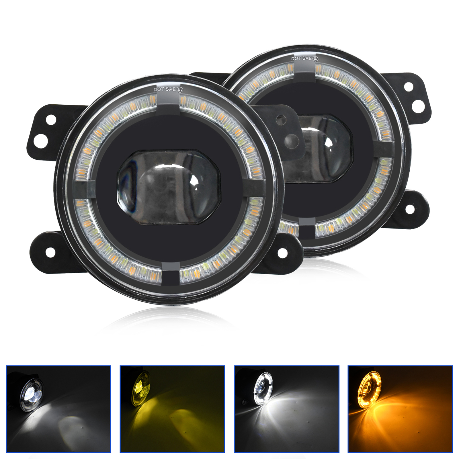4-zoll-led-nebelscheinwerfer, 200 W, 20.000 Lm, Wasserdicht, Für Jeep Wrangler Geländewagen.